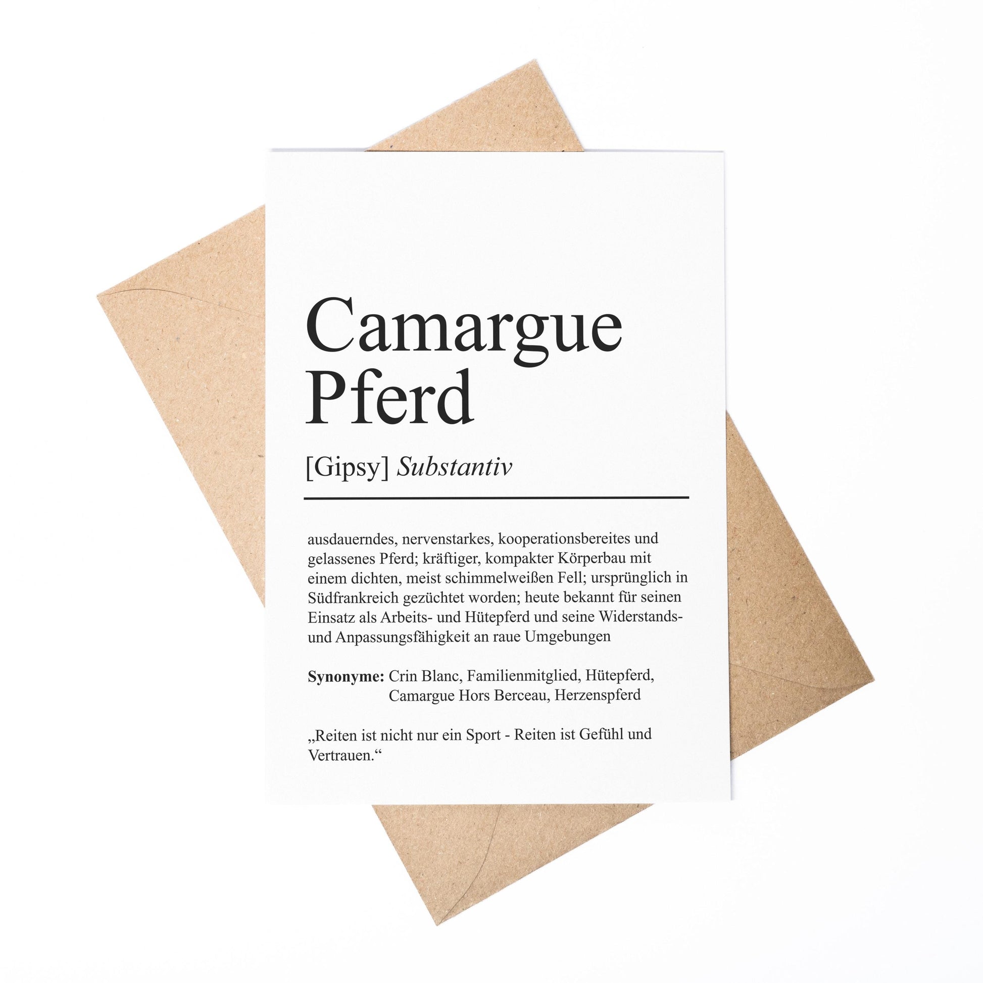 Camargue Pferd Definition Karte personalisierbar mit Name Pferd Rasse Grußkarte Geschenk Reiter Karte Geburtstag Geschenk Pferdeliebhaber