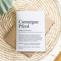 Camargue Pferd Definition Karte personalisierbar mit Name Pferd Rasse Grußkarte Geschenk Reiter Karte Geburtstag Geschenk Pferdeliebhaber