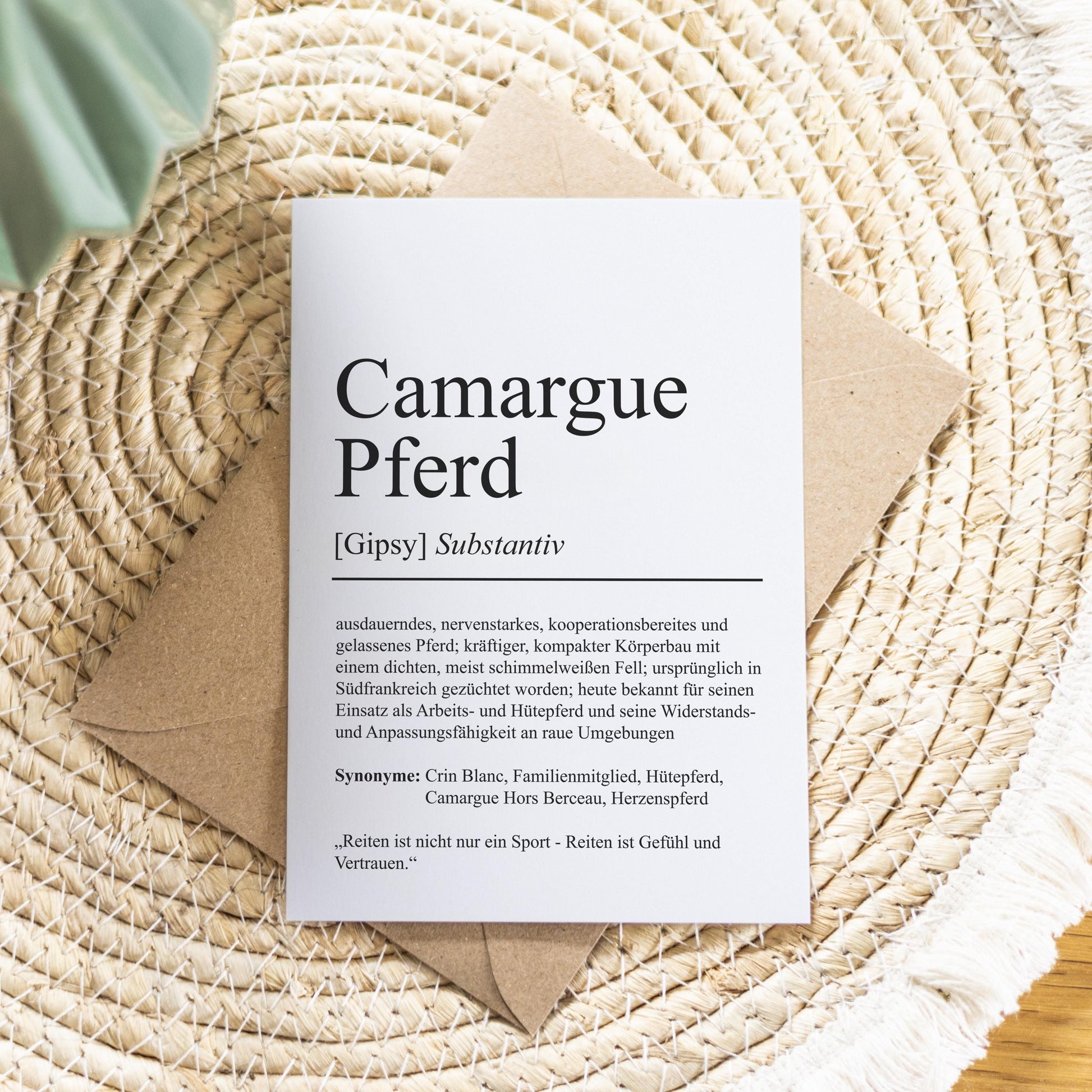 Camargue Pferd Definition Karte personalisierbar mit Name Pferd Rasse Grußkarte Geschenk Reiter Karte Geburtstag Geschenk Pferdeliebhaber