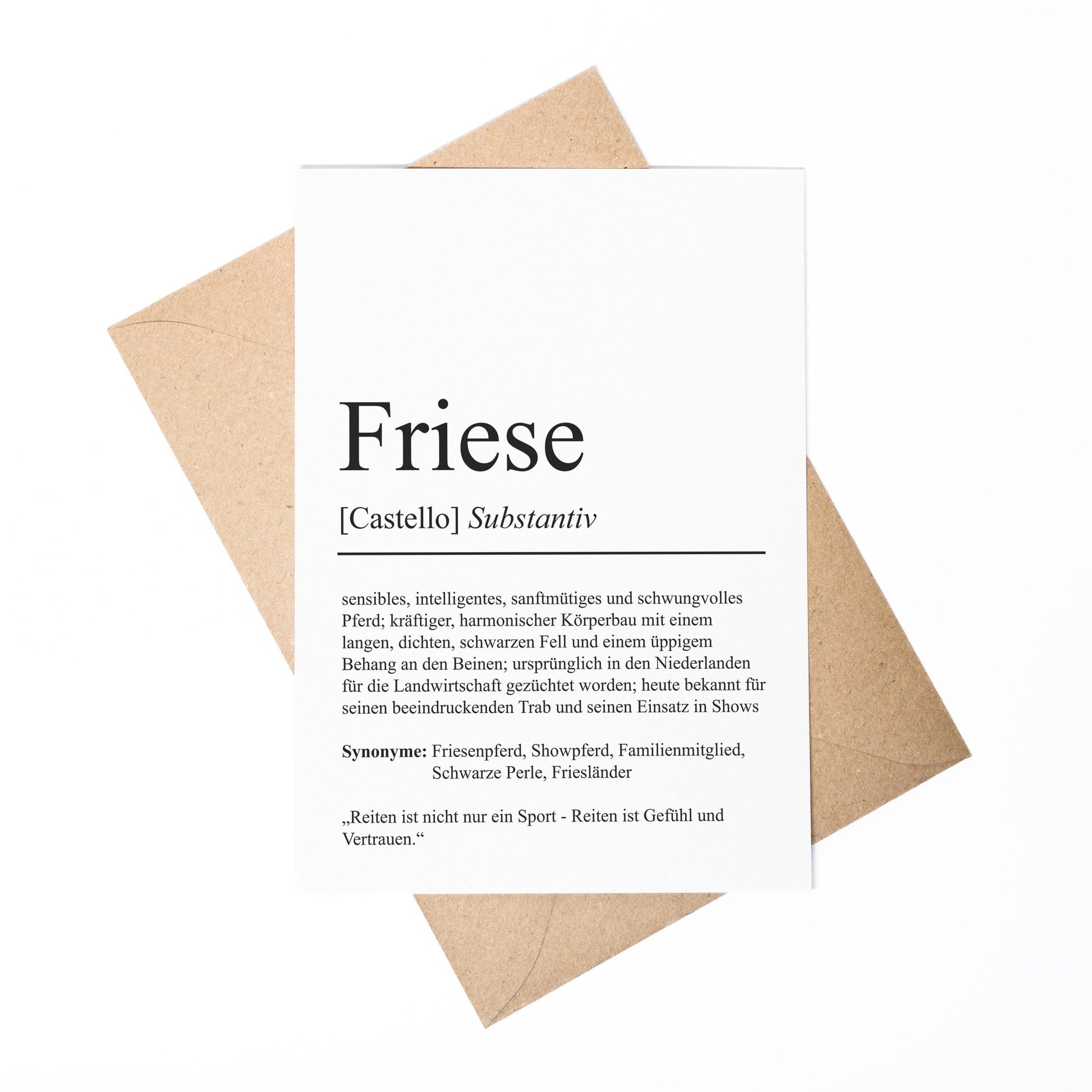 Friese Definition Karte personalisierbar mit Name Pferd Rasse Grußkarte Geschenk Reiter Karte Geburtstag Geschenk Pferdeliebhaber