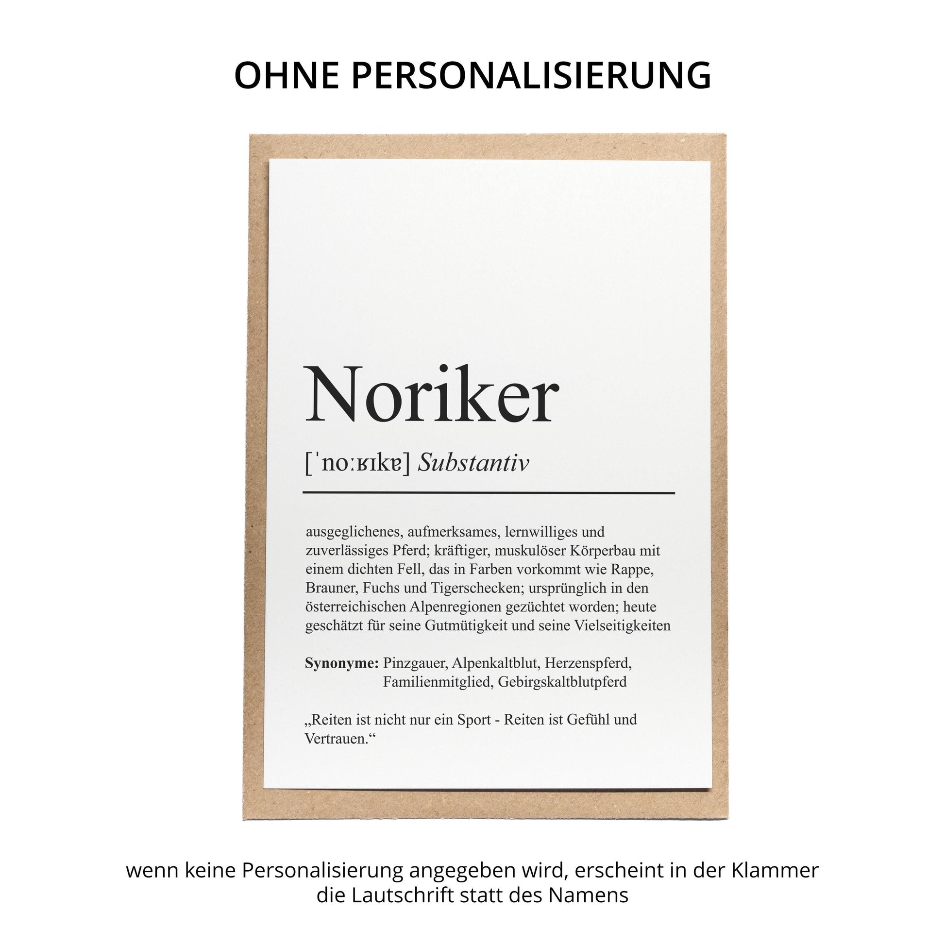 Noriker Definition Karte personalisierbar mit Name Pferd Rasse Grußkarte Geschenk Reiter Karte Geburtstag Geschenk Pferdeliebhaber