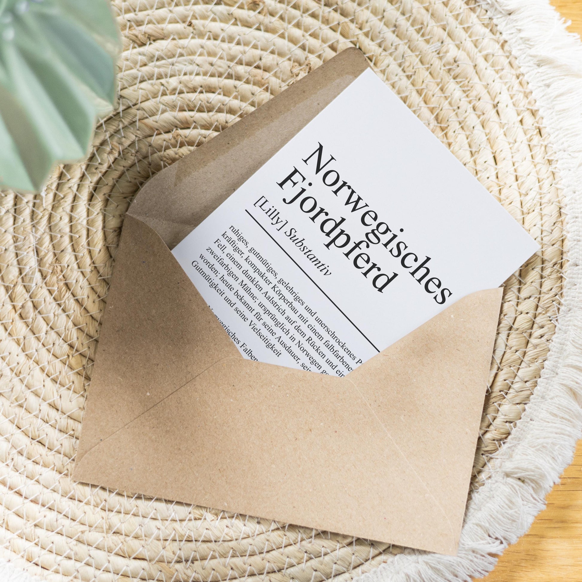 Norwegisches Fjordpferd Definition Karte personalisierbar mit Name Pferd Rasse Grußkarte Geschenk Reiter Karte Geburtstag Geschenk