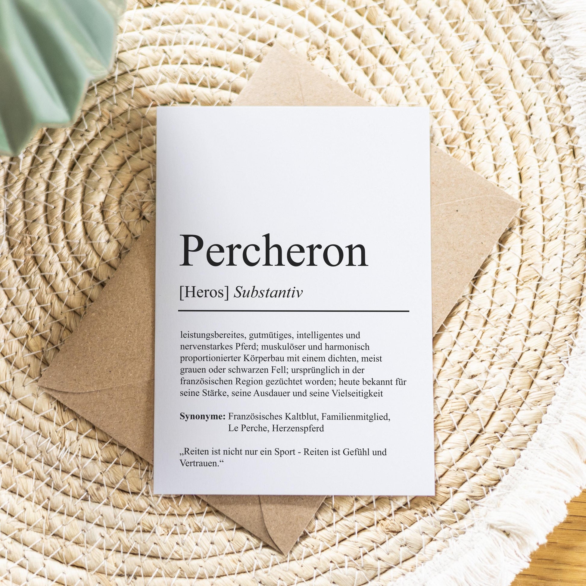 Percheron Definition Karte personalisierbar mit Name Pferd Rasse Grußkarte Geschenk Reiter Karte Geburtstag Geschenk Pferdeliebhaber