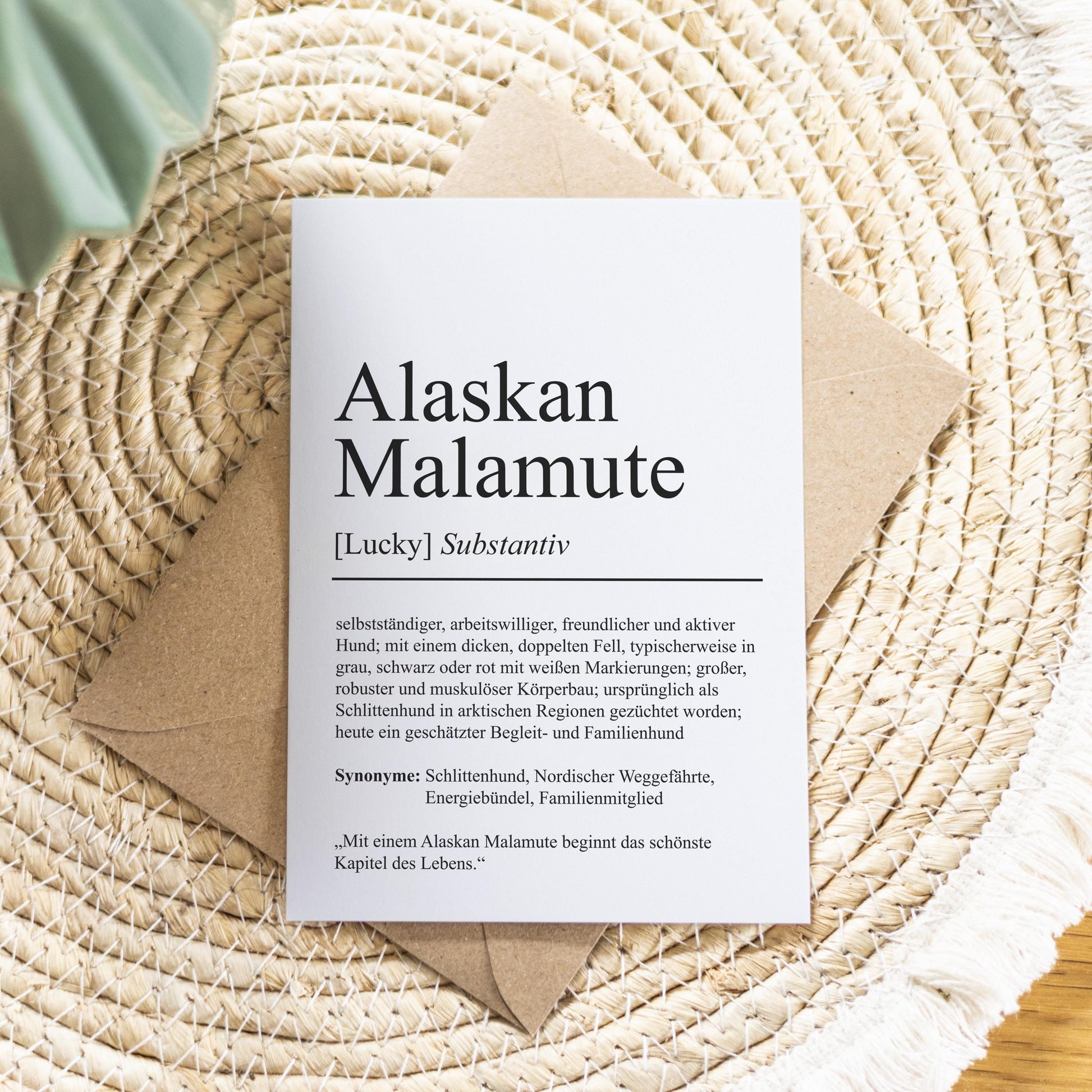 Alaskan Malamute Definition Karte personalisierbar mit Name Hunde Rasse Grußkarte Geschenk Hundebesitzer Karte Geburtstag Geschenk