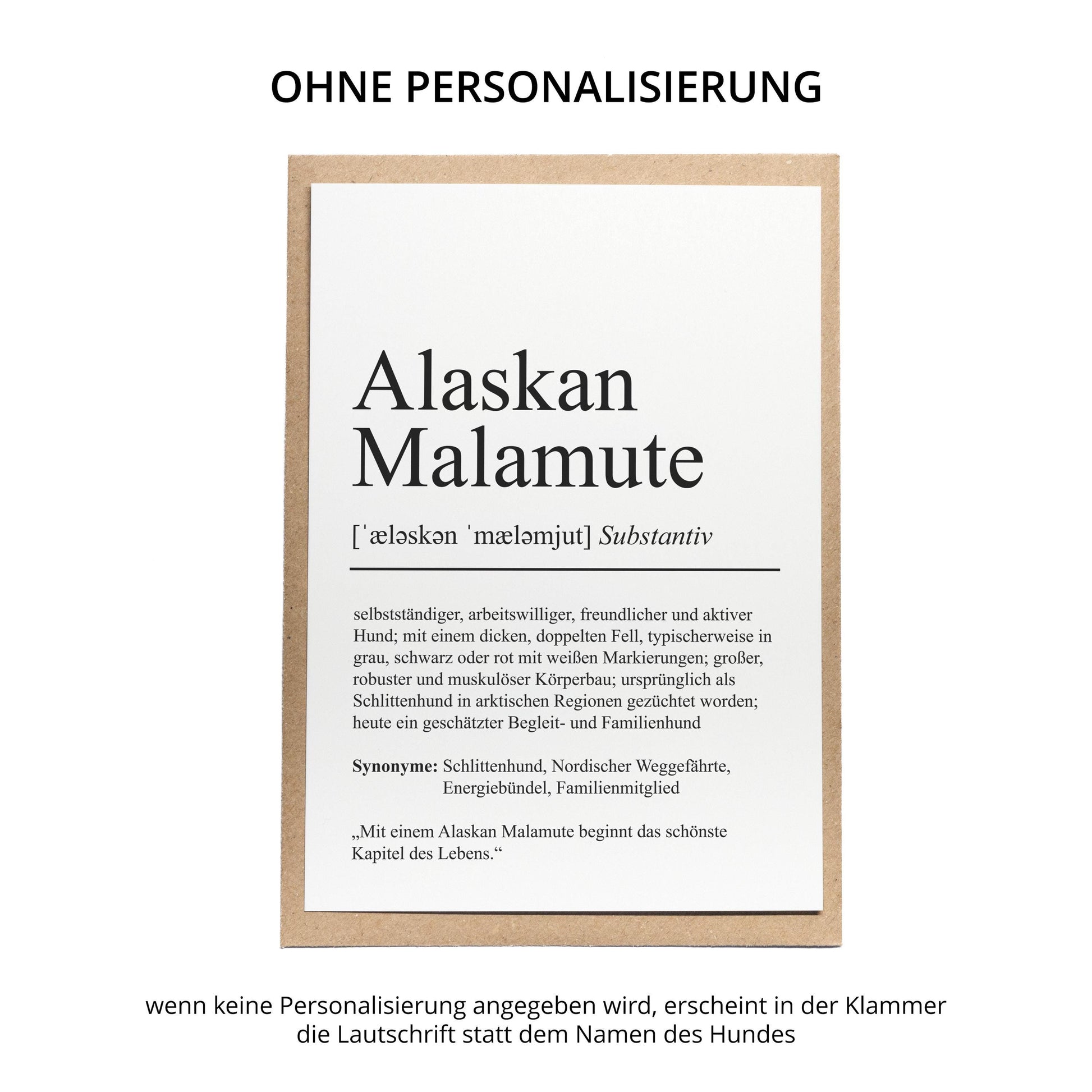 Alaskan Malamute Definition Karte personalisierbar mit Name Hunde Rasse Grußkarte Geschenk Hundebesitzer Karte Geburtstag Geschenk