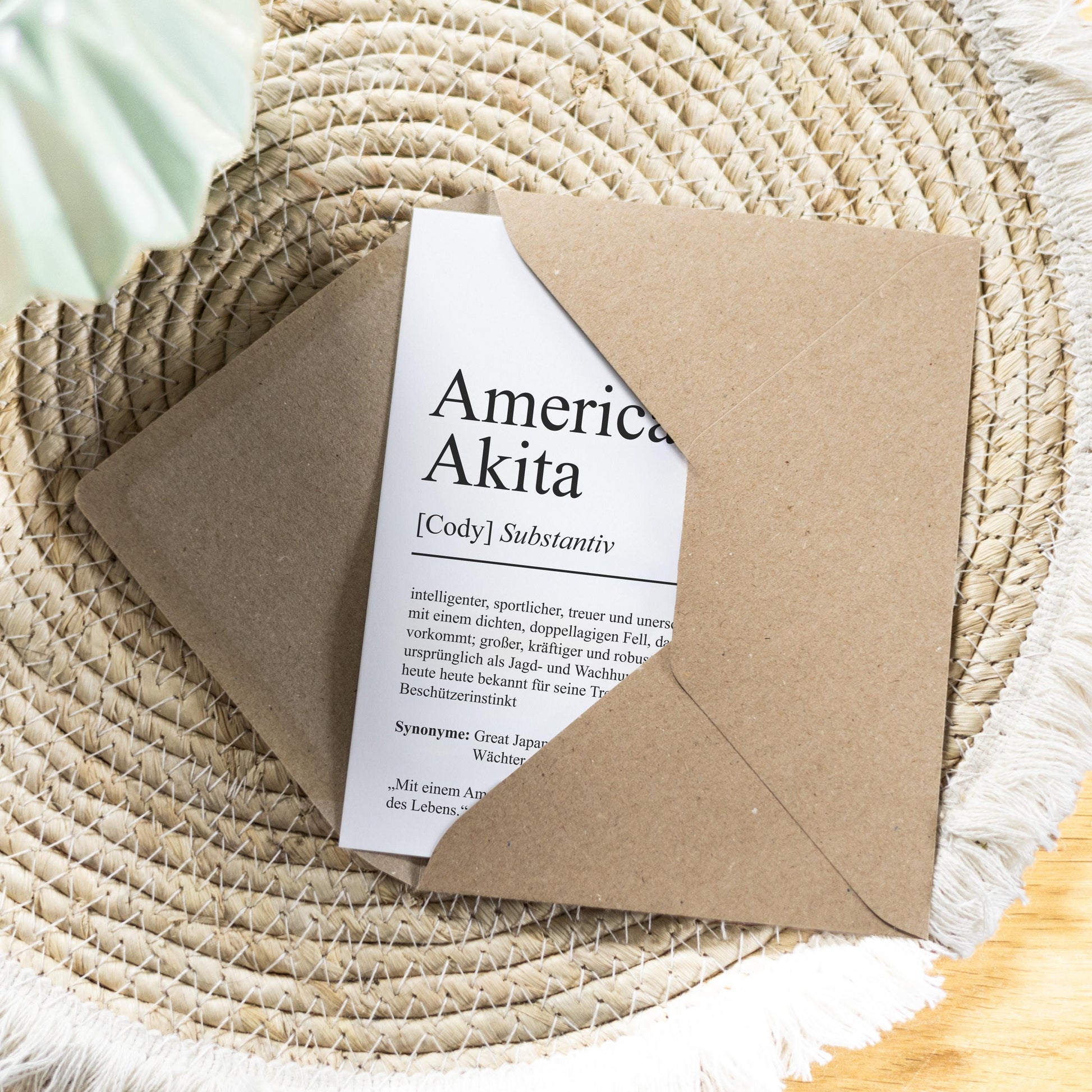 American Akita Definition Karte personalisierbar mit Name Hunde Rasse Grußkarte Geschenk Hundebesitzer Karte Geburtstag Geschenk