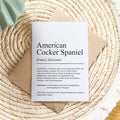 American Cocker Spaniel Definition Karte personalisierbar mit Name Hunde Rasse Grußkarte Geschenk Hundebesitzer Karte Geburtstag Geschenk