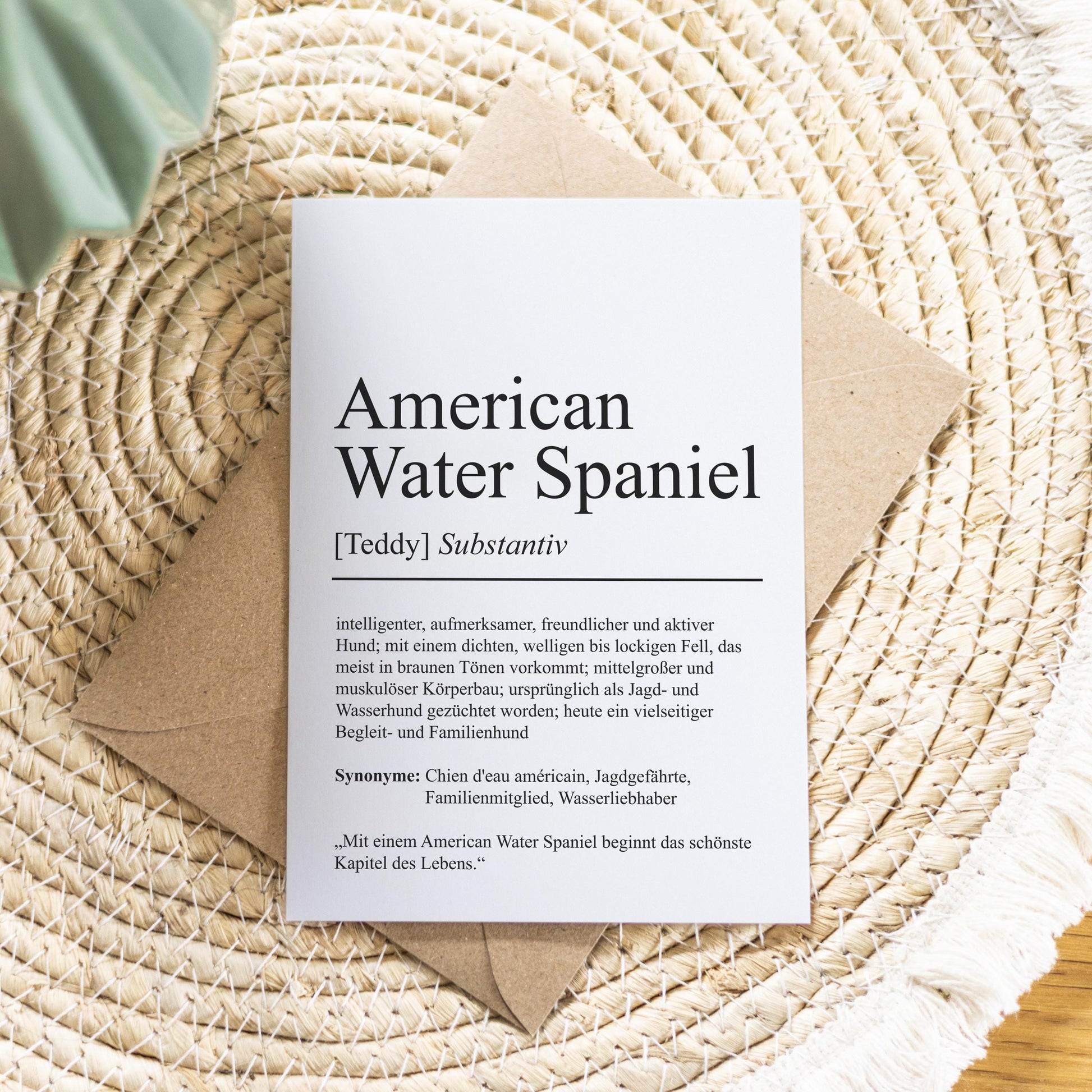 American Water Spaniel Definition Karte personalisierbar mit Name Hunde Rasse Grußkarte Geschenk Hundebesitzer Karte Geburtstag Geschenk