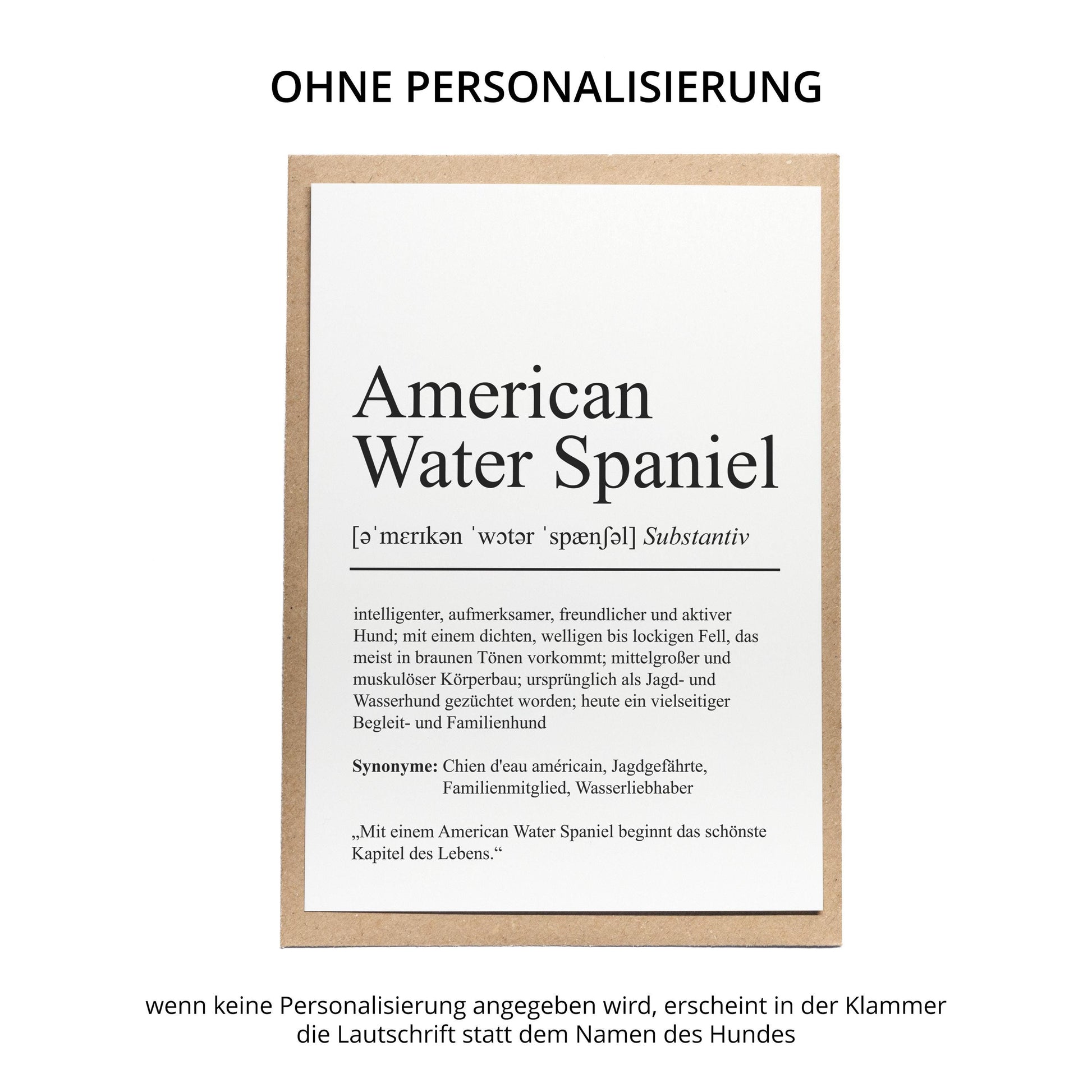 American Water Spaniel Definition Karte personalisierbar mit Name Hunde Rasse Grußkarte Geschenk Hundebesitzer Karte Geburtstag Geschenk