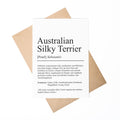 Australian Silky Terrier Definition Karte personalisierbar mit Name Hunde Rasse Grußkarte Geschenk Hundebesitzer Karte Geburtstag Geschenk