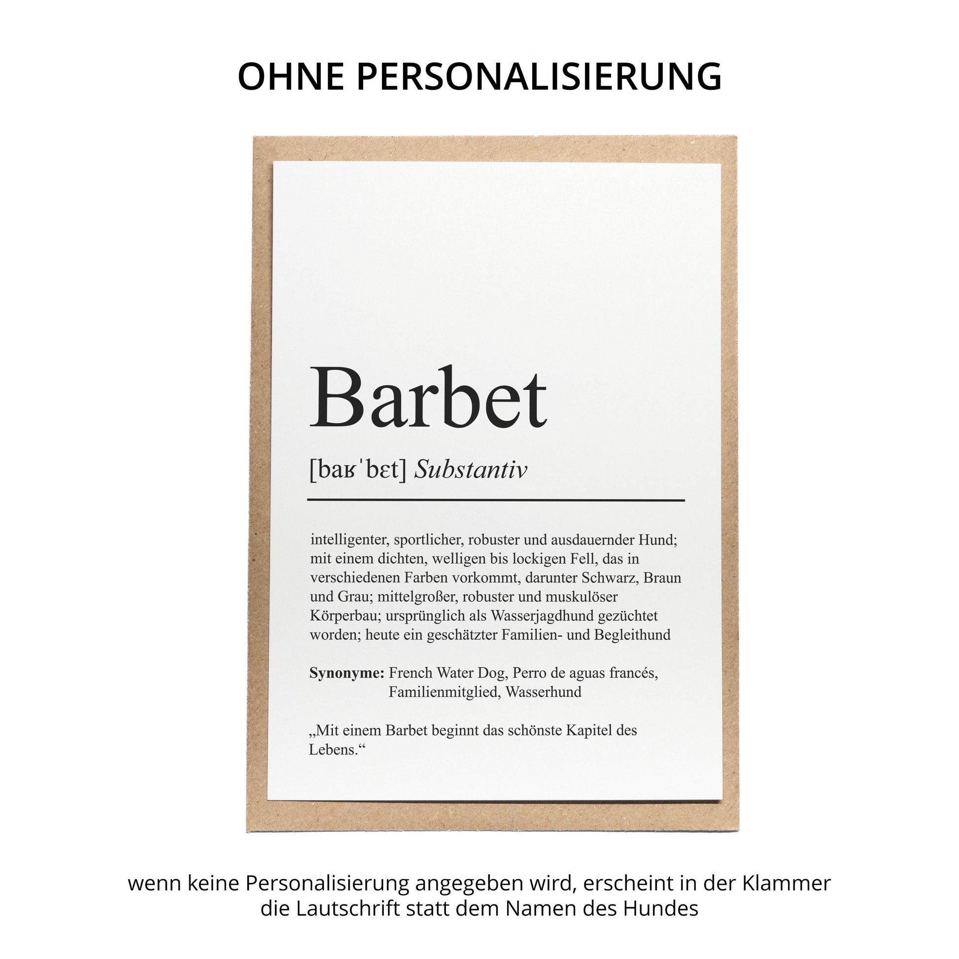 Barbet Definition Karte personalisierbar mit Name Hunde Rasse Grußkarte Geschenk Hundebesitzer Karte Geburtstag Geschenk