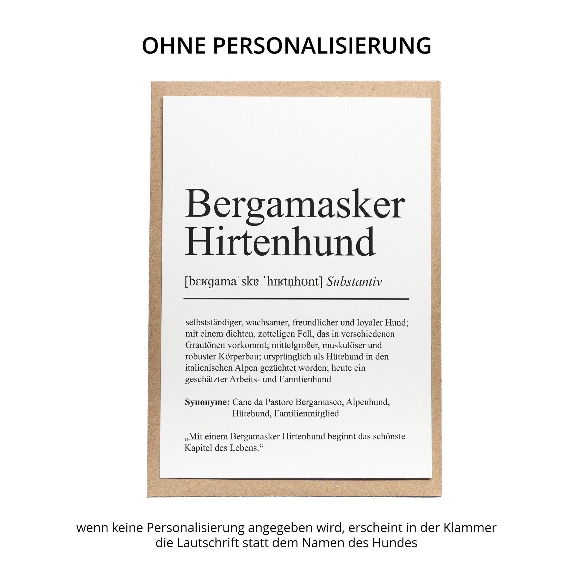 Bergamasker Hirtenhund Definition Karte personalisierbar mit Name Hunde Rasse Grußkarte Geschenk Hundebesitzer Karte Geburtstag Geschenk