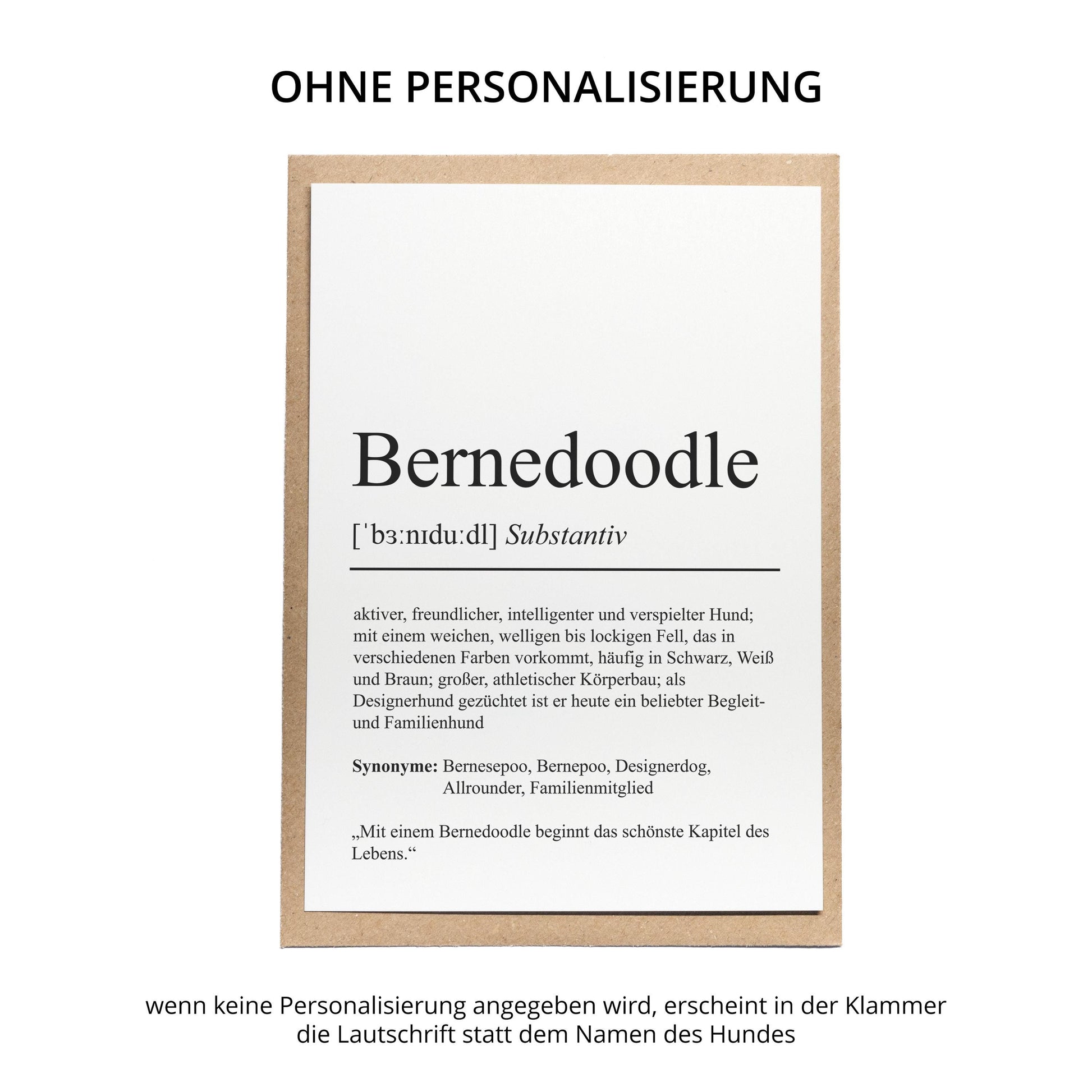 Bernedoodle Definition Karte personalisierbar mit Name Hunde Rasse Grußkarte Geschenk Hundebesitzer Karte Geburtstag Geschenk