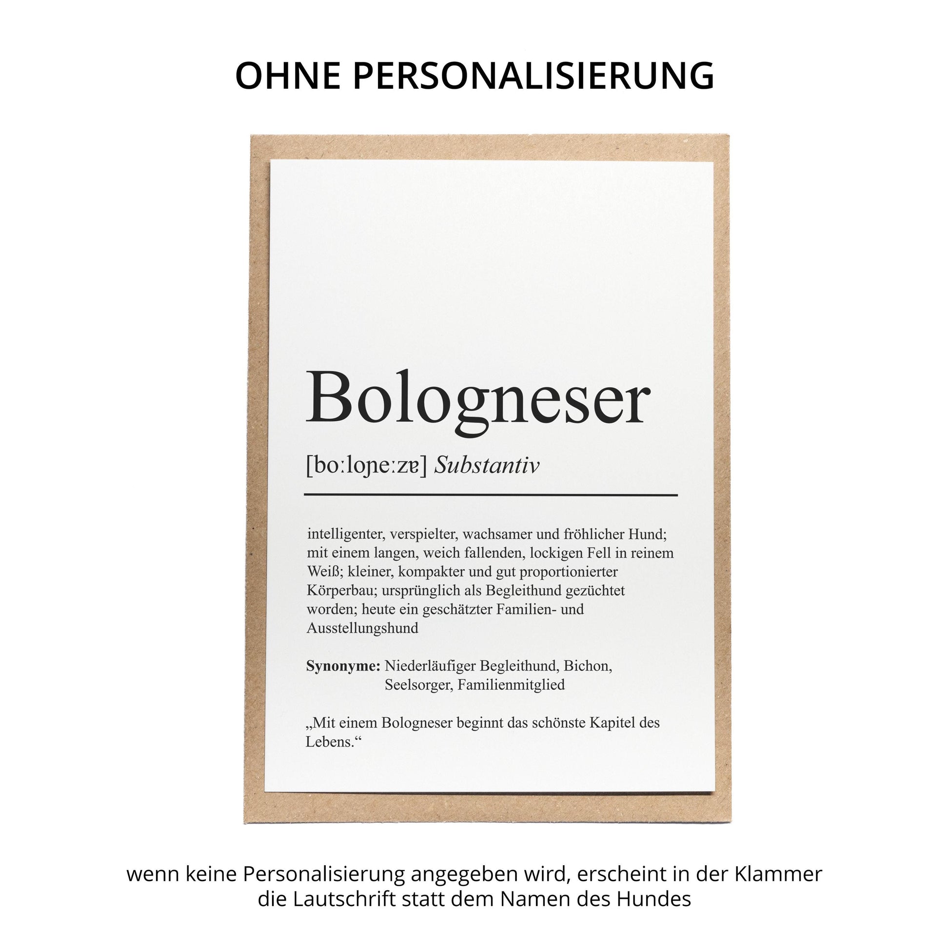 Bologneser Definition Karte personalisierbar mit Name Hunde Rasse Grußkarte Geschenk Hundebesitzer Karte Geburtstag Geschenk