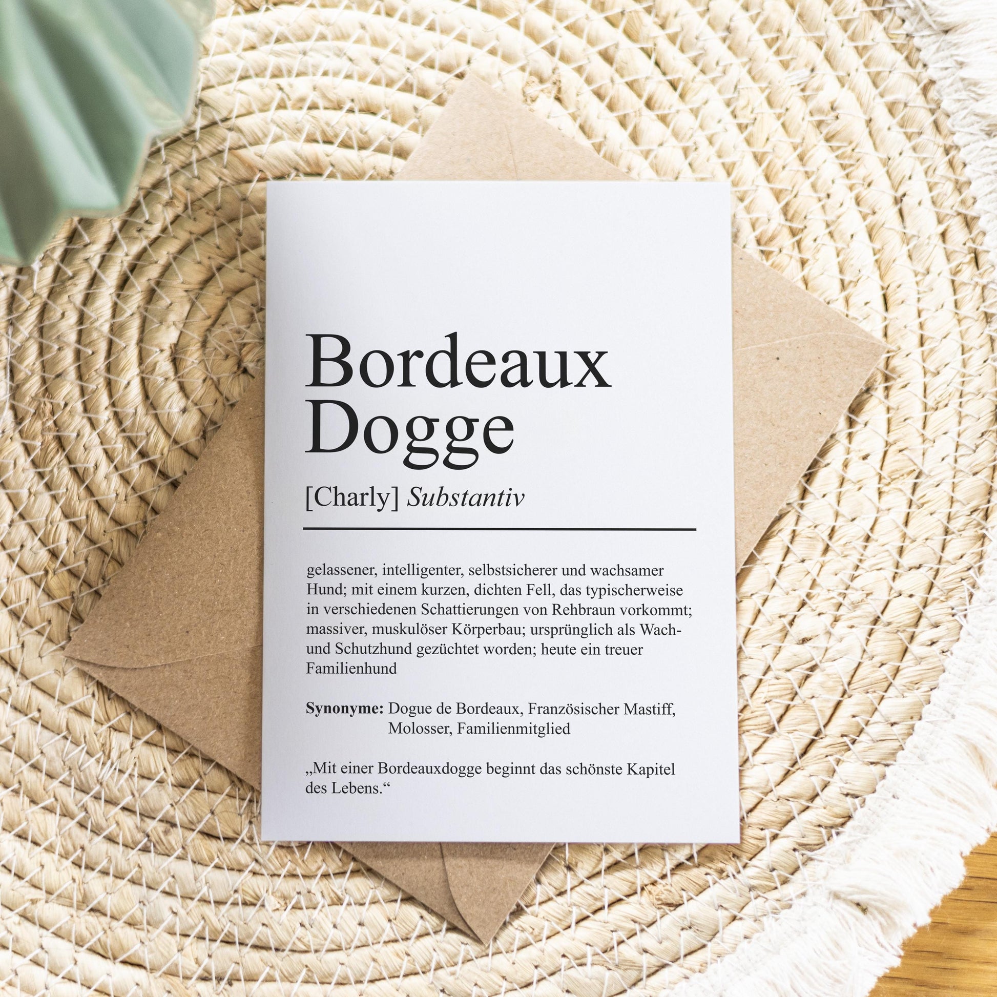 Bordeauxdogge Definition Karte personalisierbar mit Name Hunde Rasse Grußkarte Geschenk Hundebesitzer Karte Geburtstag Geschenk