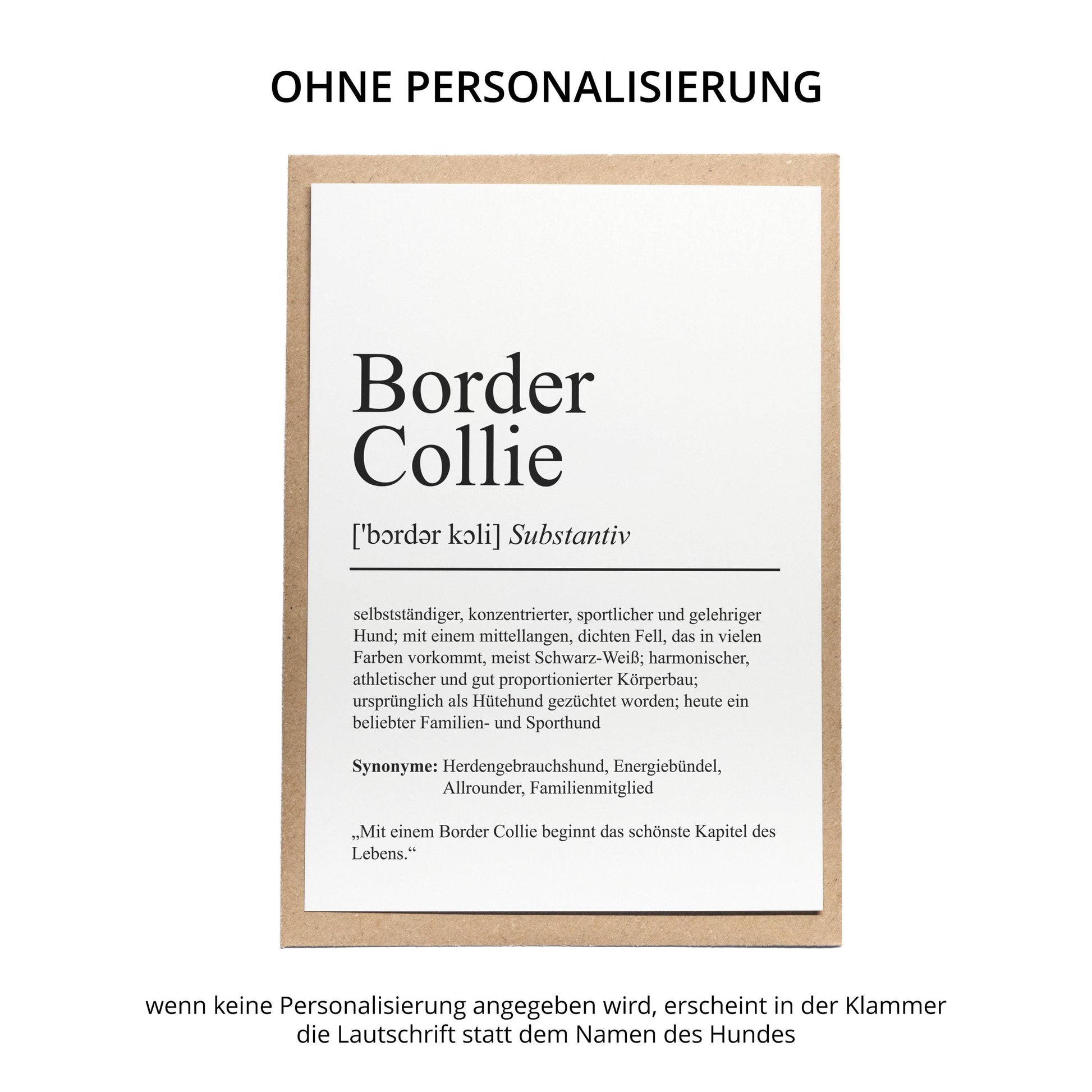 Border Collie Definition Karte personalisierbar mit Name Hunde Rasse Grußkarte Geschenk Hundebesitzer Karte Geburtstag Geschenk