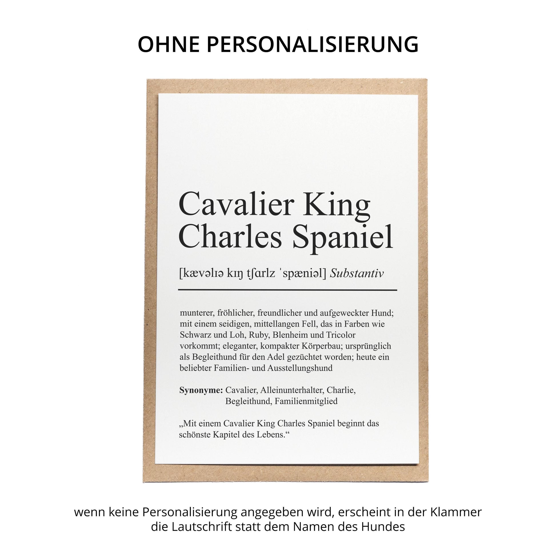 Cavalier King Charles Spaniel Definition Karte personalisierbar mit Name Hunde Rasse Grußkarte Geschenk Hundebesitzer Karte Geburtstag