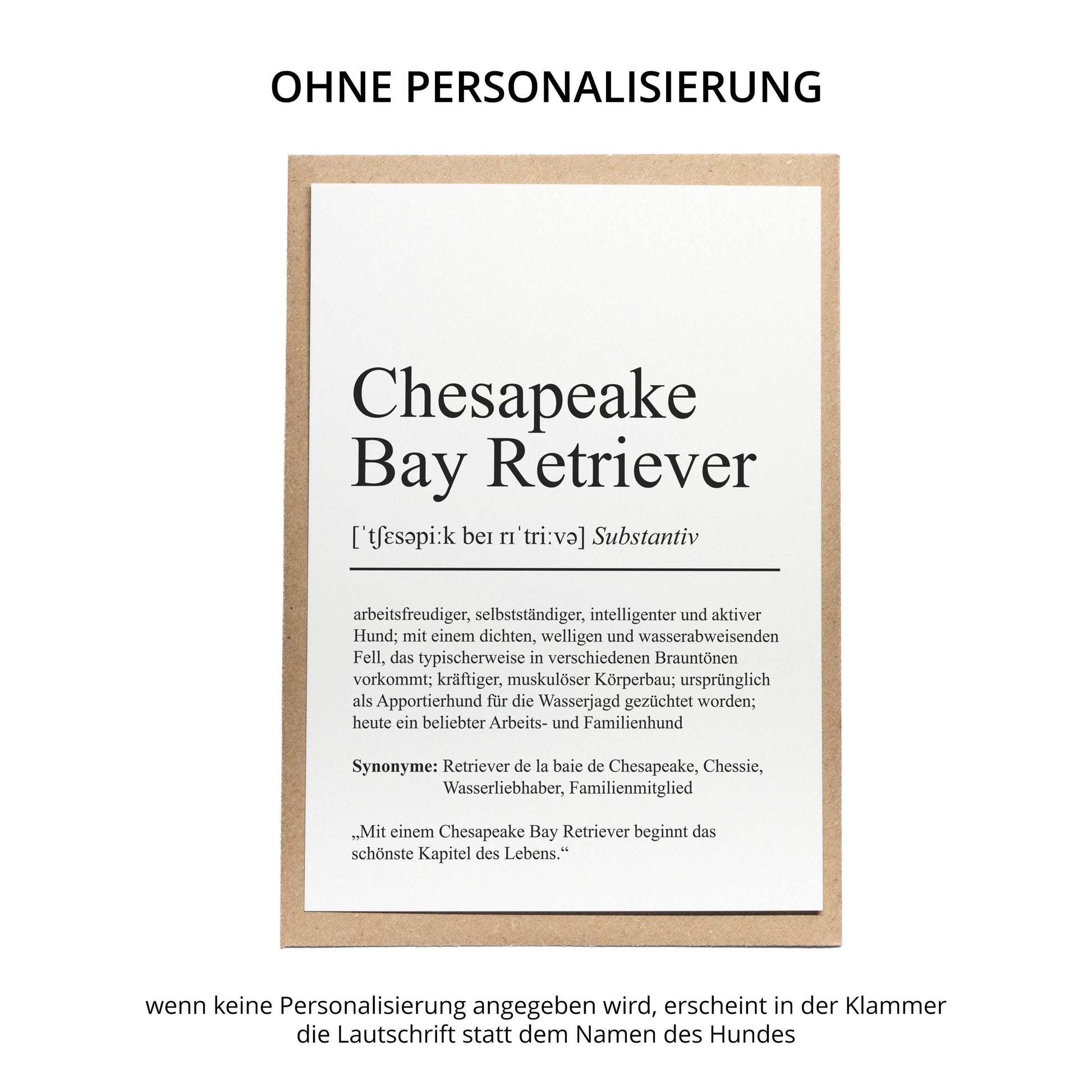 Chesapeake Bay Retriever Definition Karte personalisierbar mit Name Hunde Rasse Grußkarte Geschenk Hundebesitzer Karte Geburtstag Geschenk