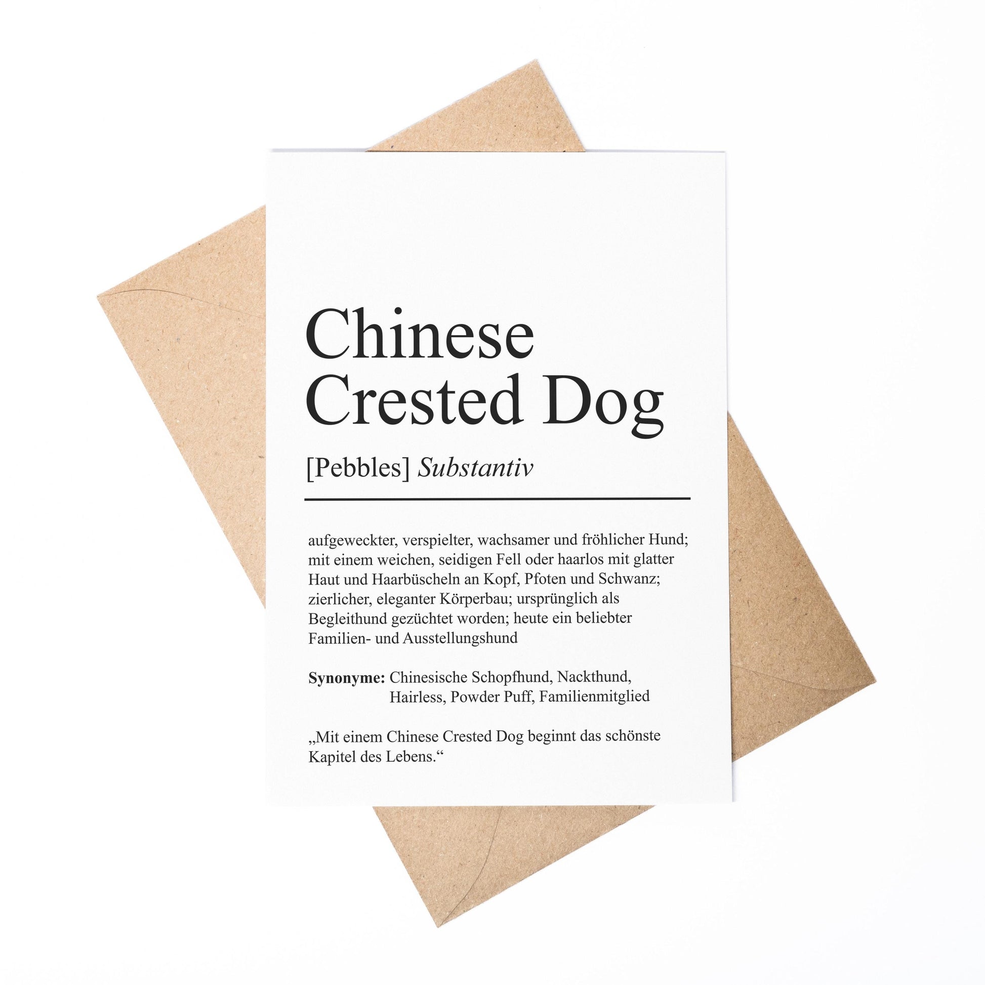 Chinese Crested Dog Definition Karte personalisierbar mit Name Hunde Rasse Grußkarte Geschenk Hundebesitzer Karte Geburtstag Geschenk