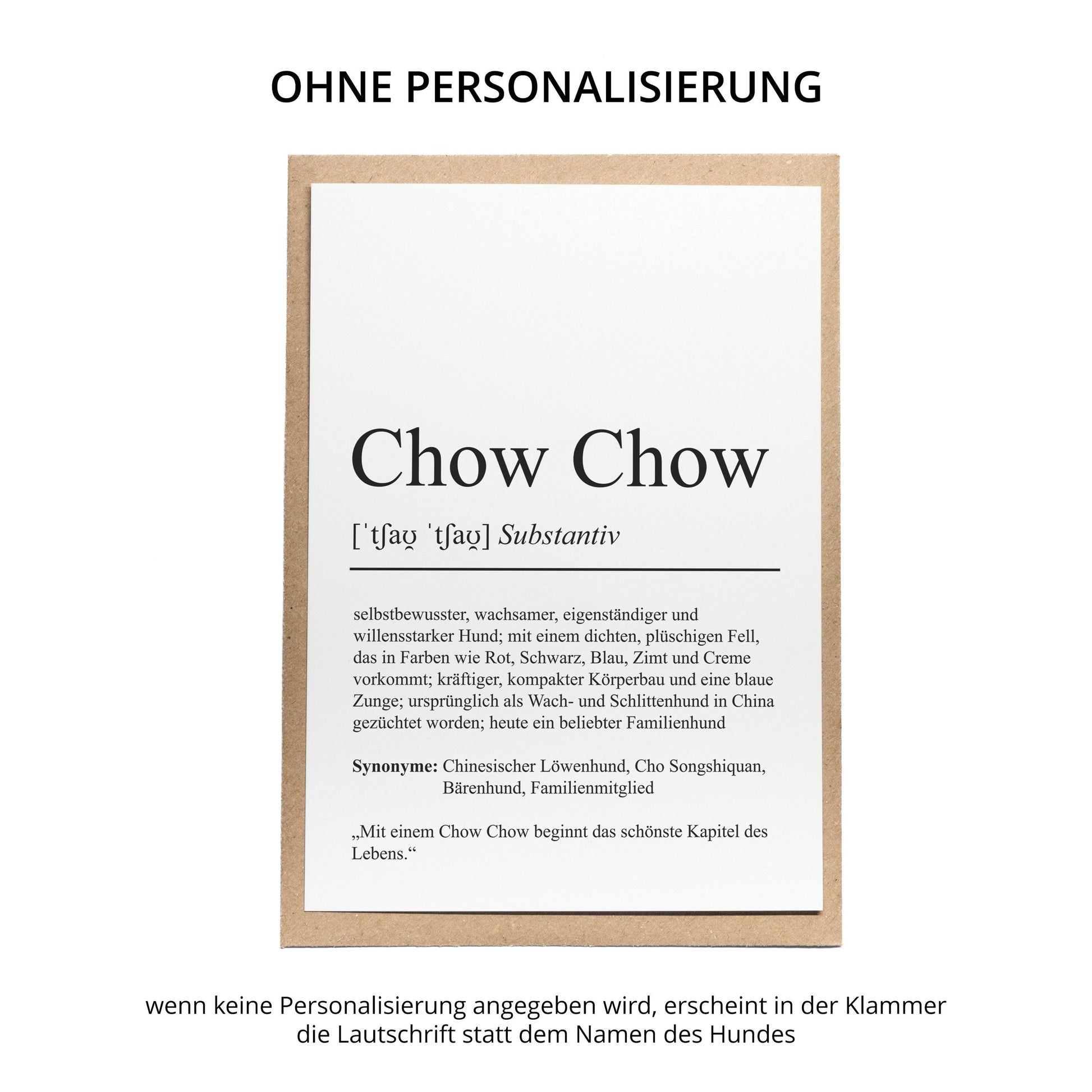 Chow Chow Definition Karte personalisierbar mit Name Hunde Rasse Grußkarte Geschenk Hundebesitzer Karte Geburtstag Geschenk