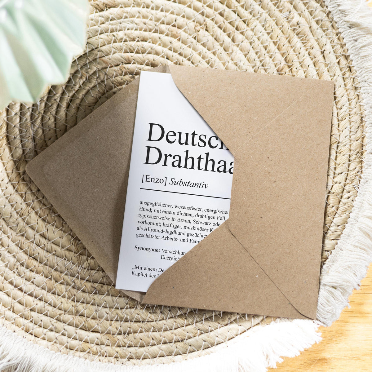 Deutsch Drahthaar Definition Karte personalisierbar mit Name Hunde Rasse Grußkarte Geschenk Hundebesitzer Karte Geburtstag Geschenk