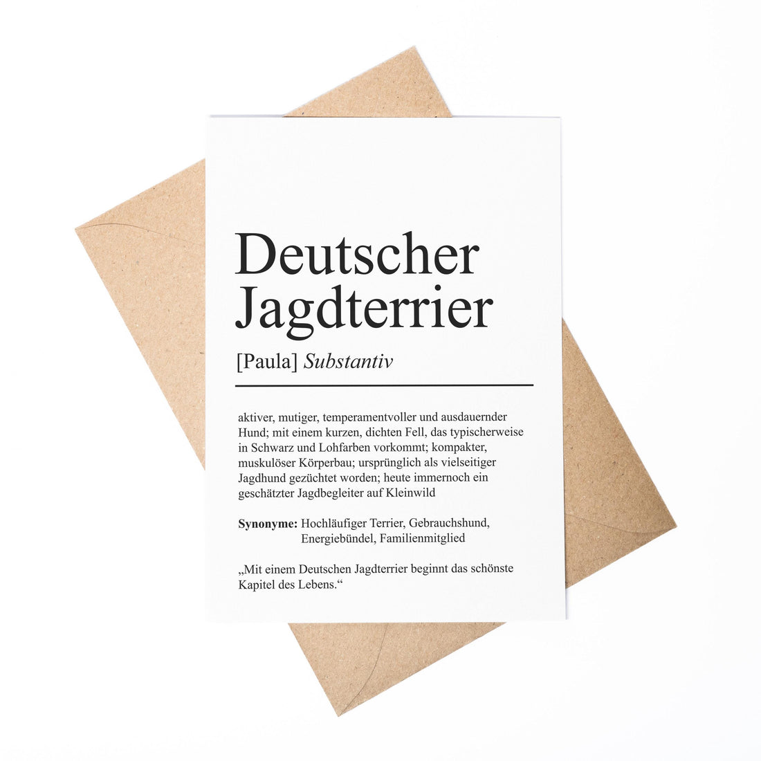Deutscher Jagdterrier Definition Karte personalisierbar mit Name Hunde Rasse Grußkarte Geschenk Hundebesitzer Karte Geburtstag Geschenk