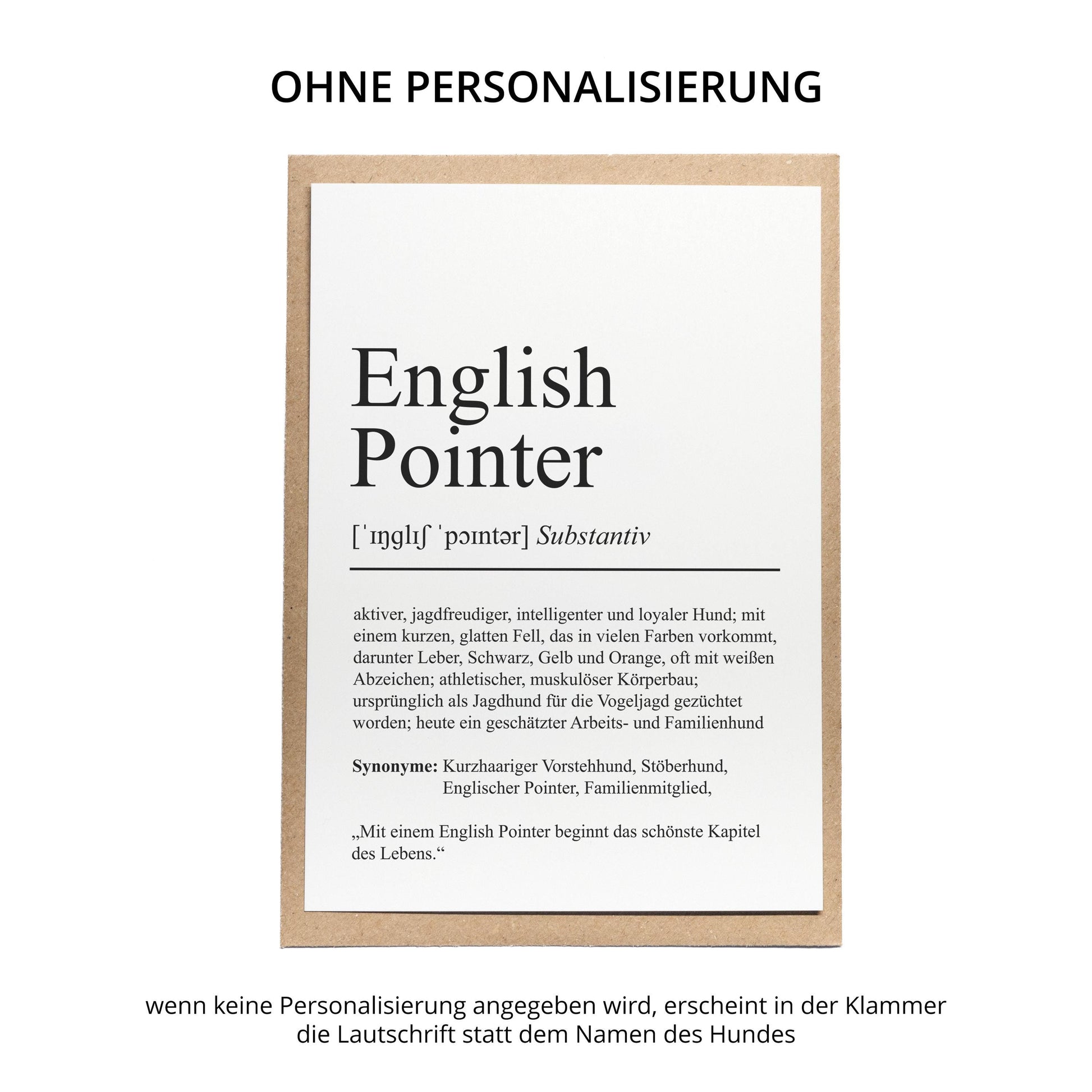 English Pointer Definition Karte personalisierbar mit Name Hunde Rasse Grußkarte Geschenk Hundebesitzer Karte Geburtstag Geschenk