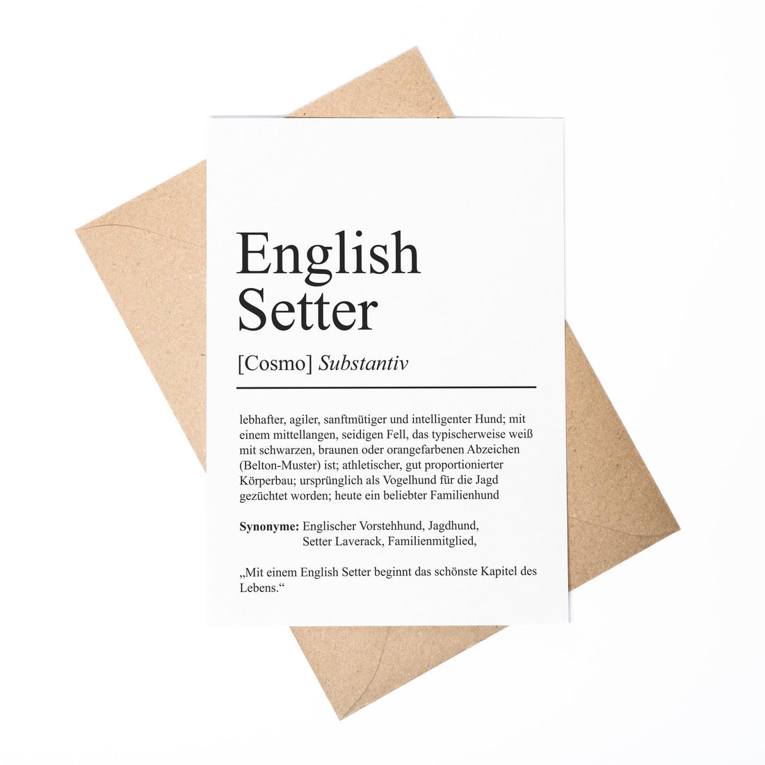 English Setter Definition Karte personalisierbar mit Name Hunde Rasse Grußkarte Geschenk Hundebesitzer Karte Geburtstag Geschenk
