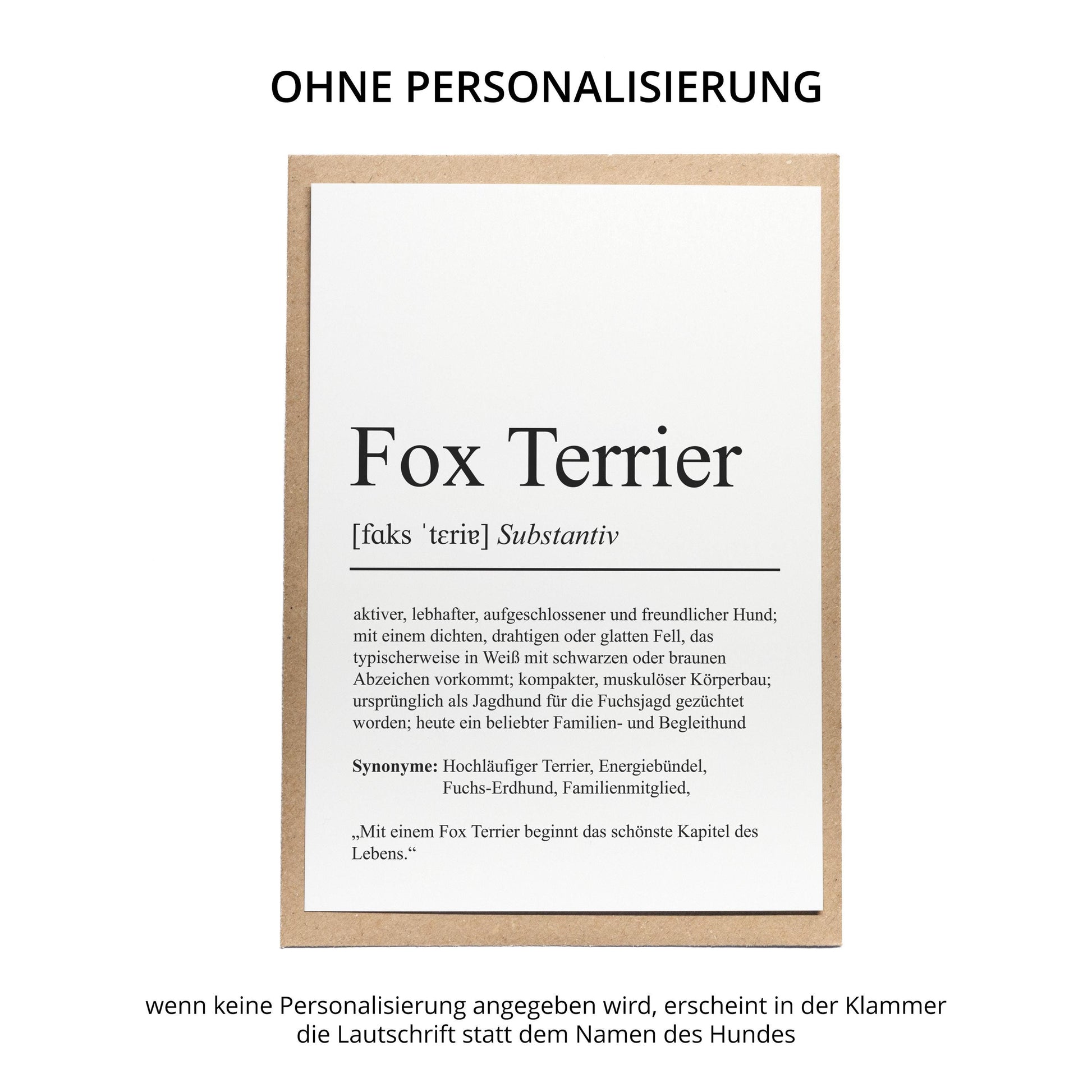Fox Terrier Definition Karte personalisierbar mit Name Hunde Rasse Grußkarte Geschenk Hundebesitzer Karte Geburtstag Geschenk