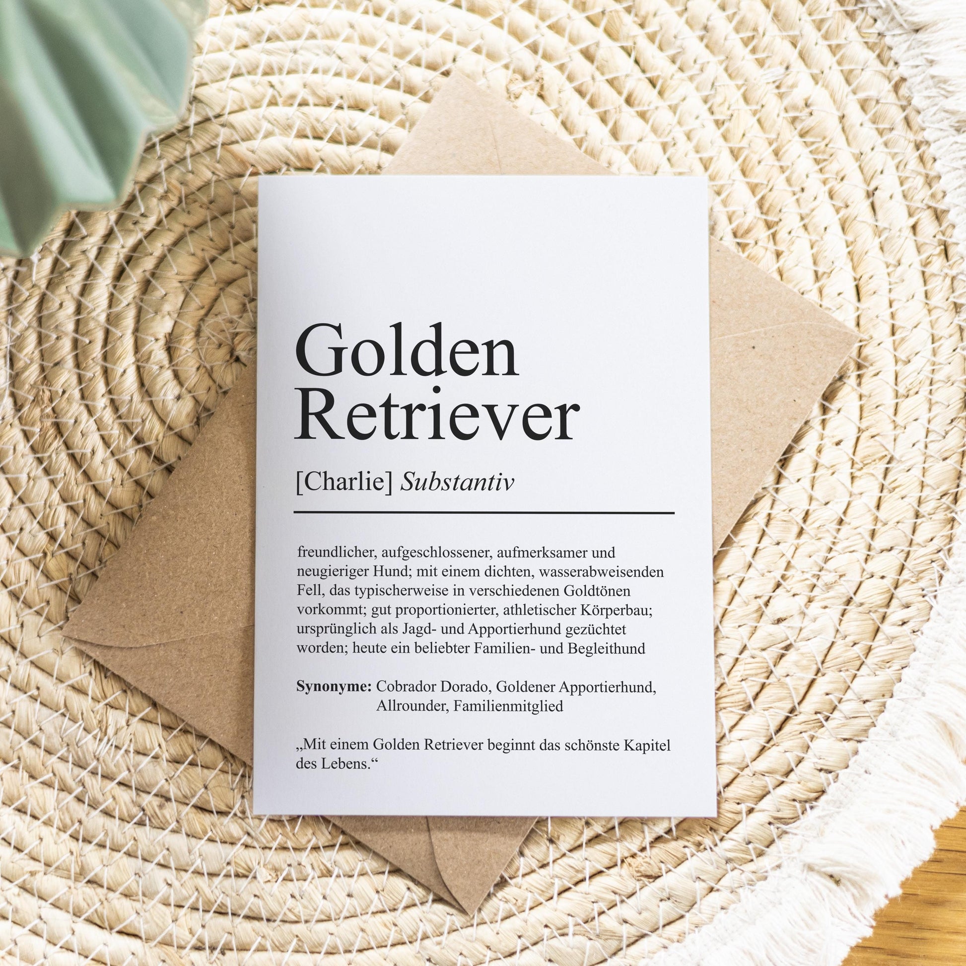 Golden Retriever Definition Karte personalisierbar mit Name Hunde Rasse Grußkarte Geschenk Hundebesitzer Karte Geburtstag Geschenk