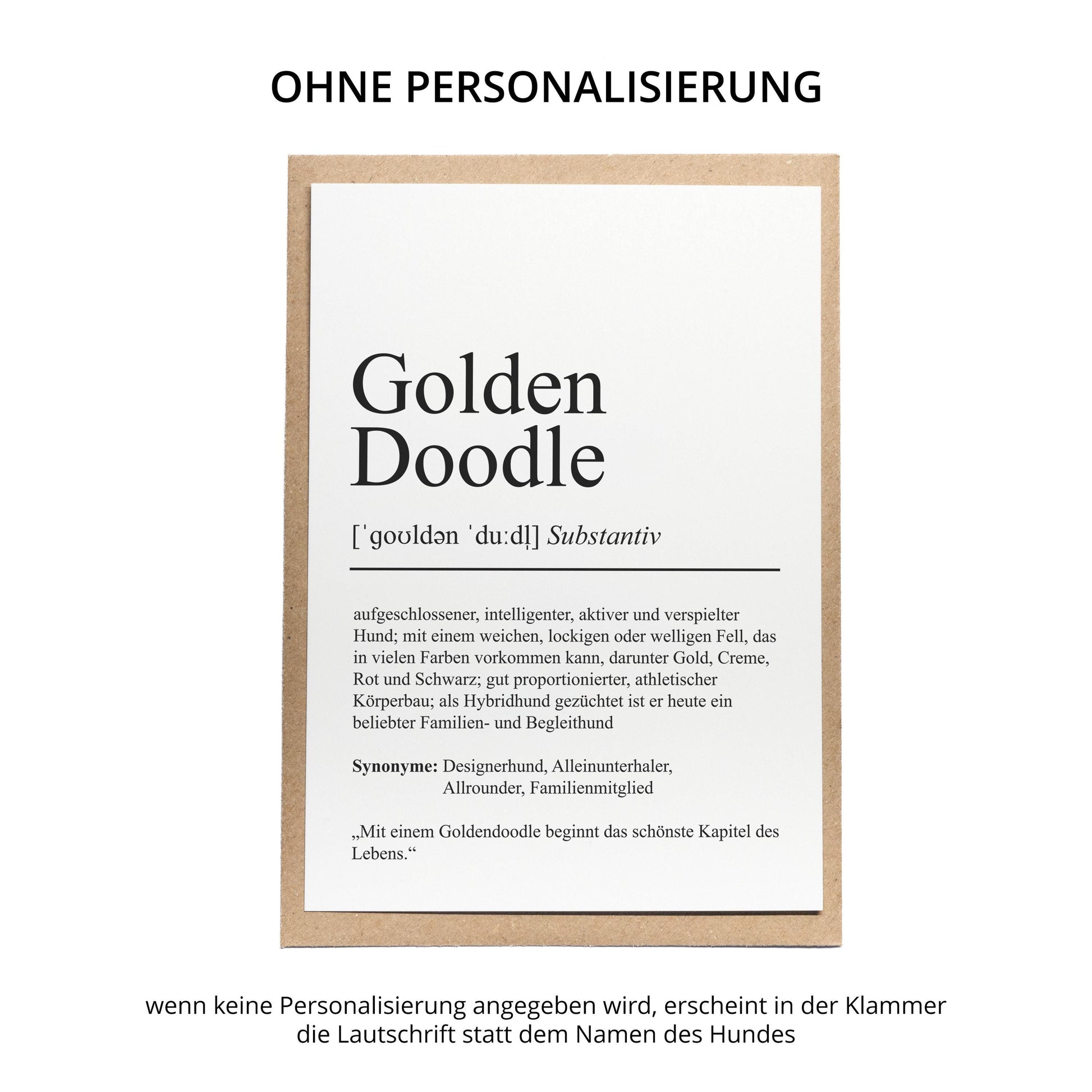 Golden Doodle Definition Karte personalisierbar mit Name Hunde Rasse Grußkarte Geschenk Hundebesitzer Karte Geburtstag Geschenk