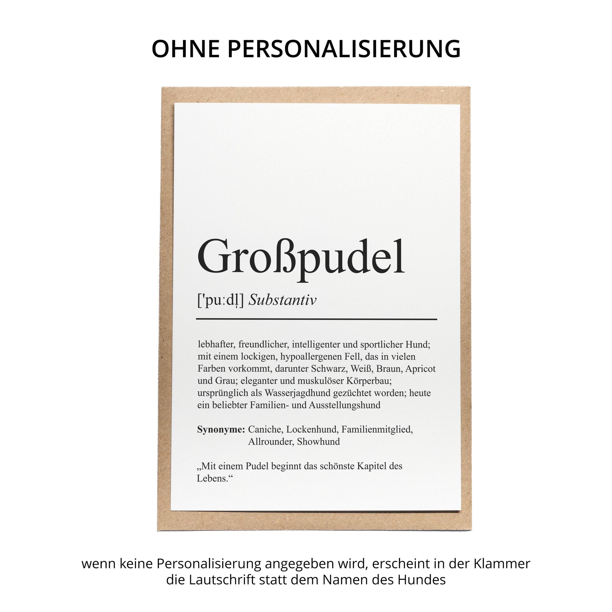 Großpudel Definition Karte personalisierbar mit Name Hunde Rasse Grußkarte Geschenk Hundebesitzer Karte Geburtstag Geschenk