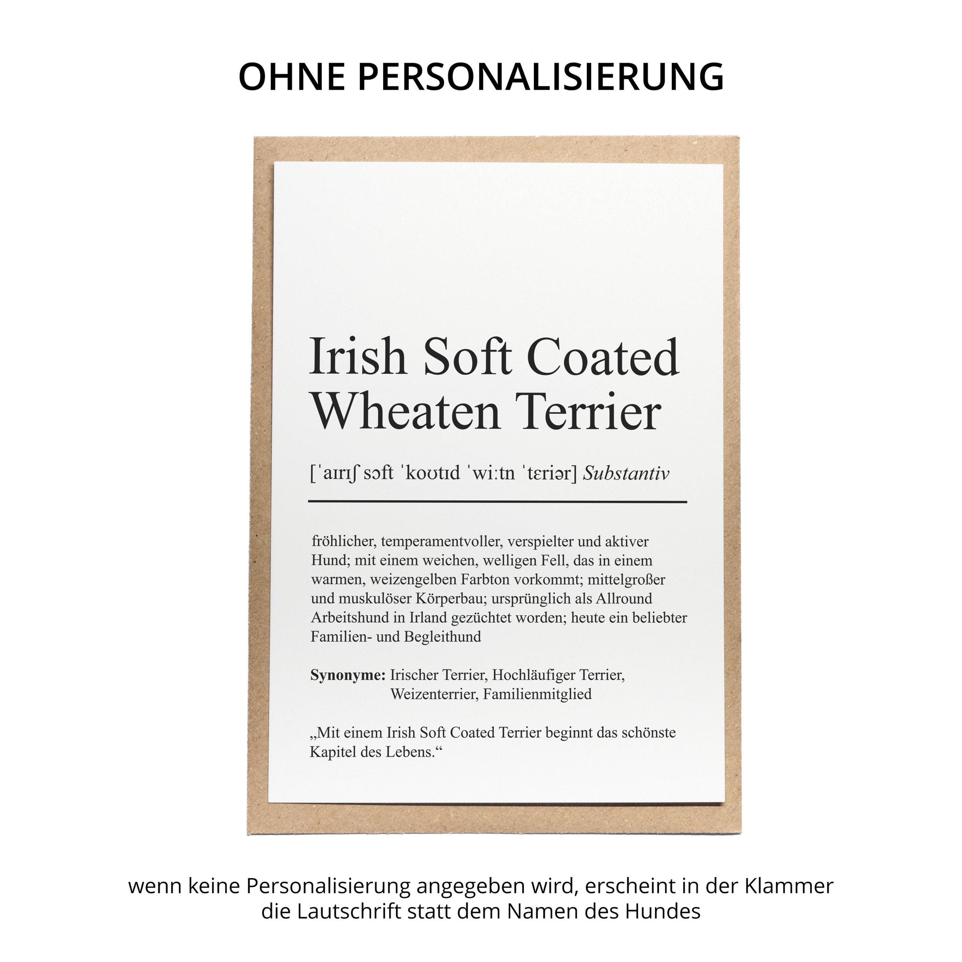 Irish Soft Coated Wheaten Terrier Definition Karte personalisierbar mit Name Hunde Rasse Grußkarte Geschenk Hundebesitzer Karte Geburtstag