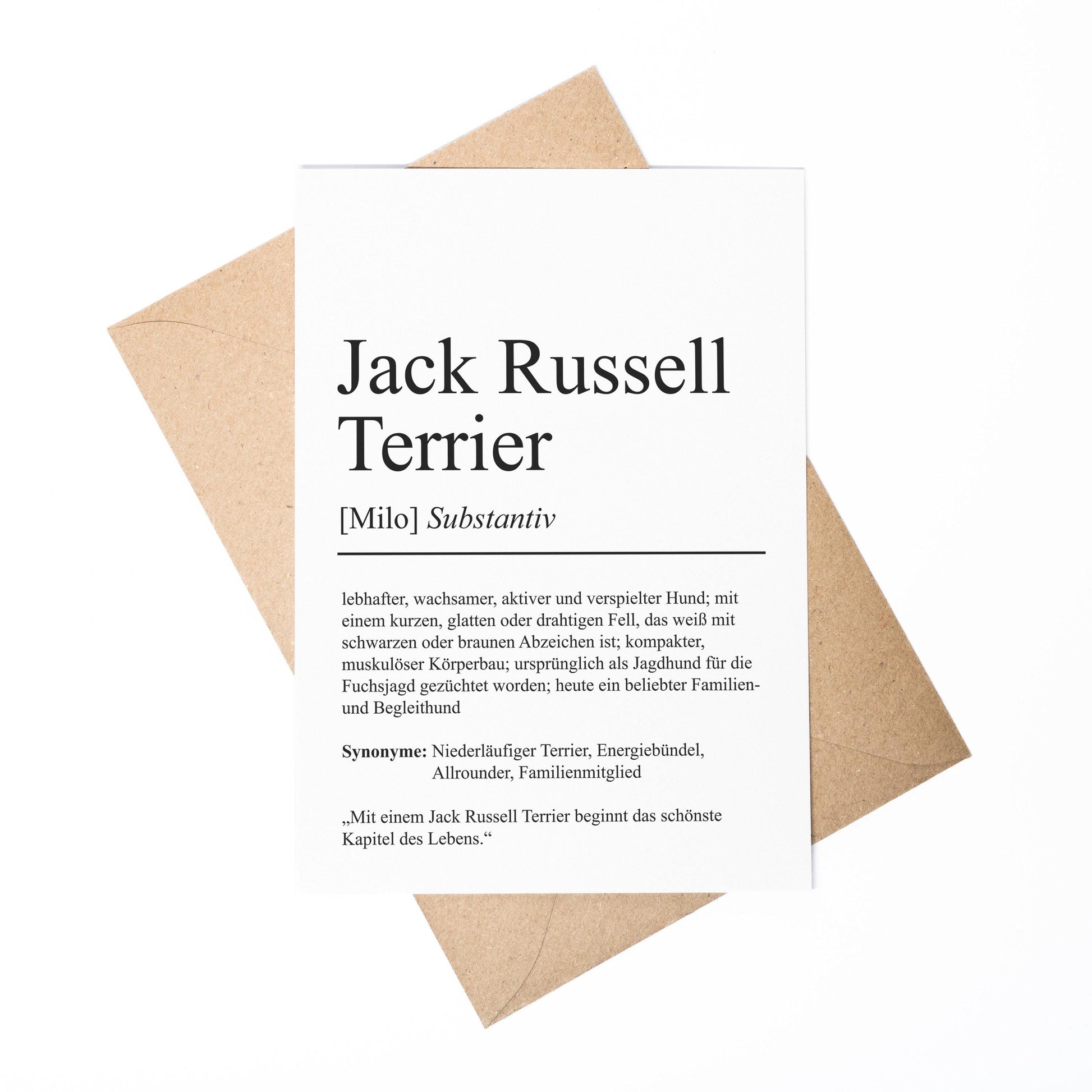 Jack Russell Terrier Definition Karte personalisierbar mit Name Hunde Rasse Grußkarte Geschenk Hundebesitzer Karte Geburtstag Geschenk