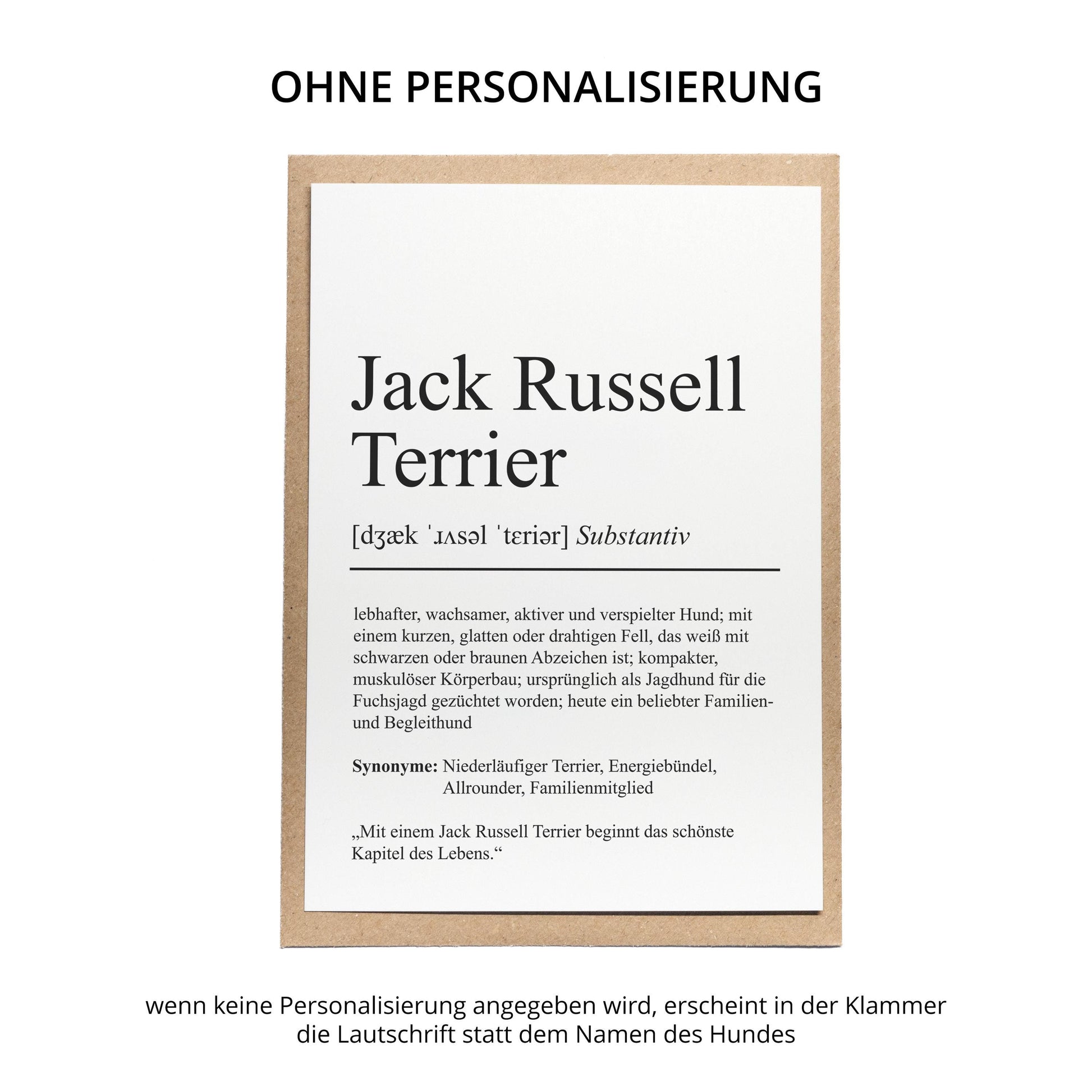 Jack Russell Terrier Definition Karte personalisierbar mit Name Hunde Rasse Grußkarte Geschenk Hundebesitzer Karte Geburtstag Geschenk