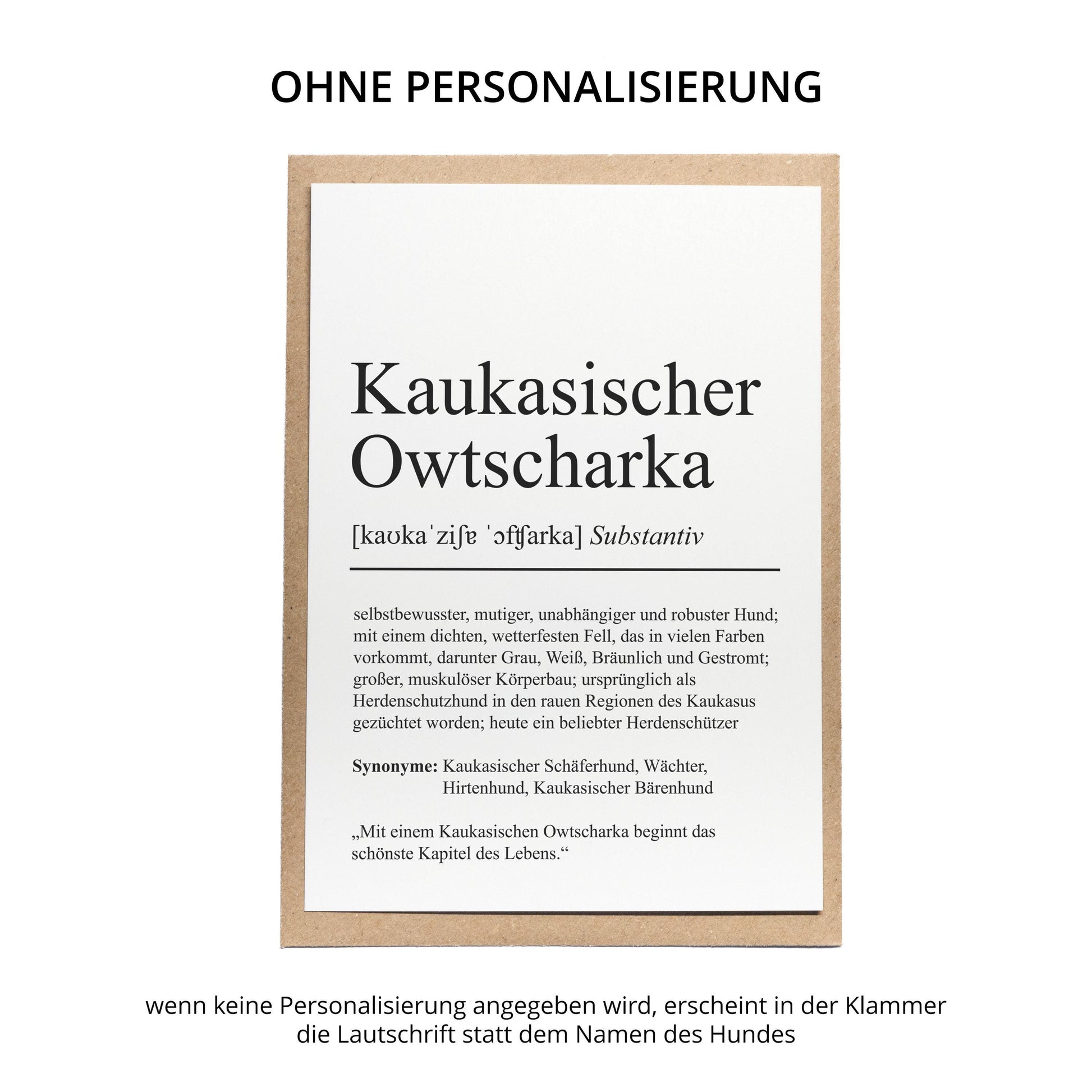 Kaukasischer Owtscharka Definition Karte personalisierbar mit Name Hunde Rasse Grußkarte Geschenk Hundebesitzer Karte Geburtstag Geschenk