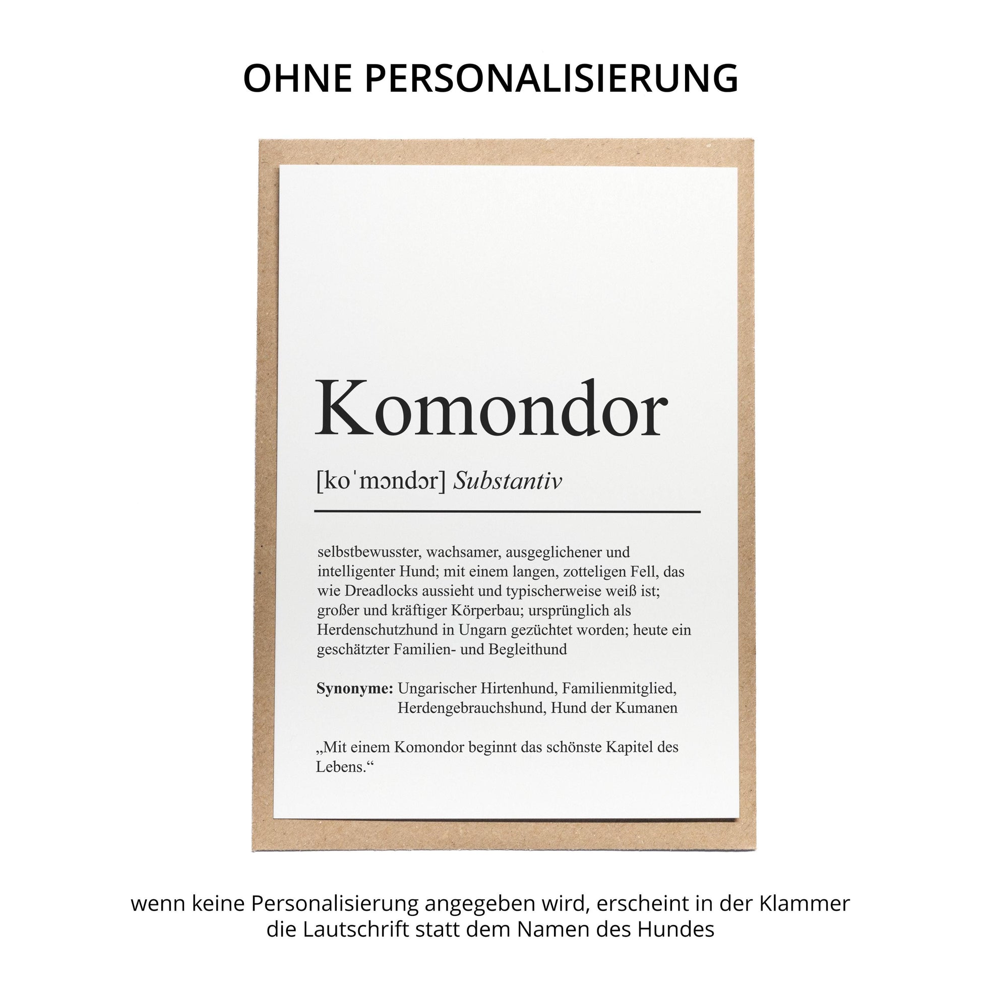 Komondor Definition Karte personalisierbar mit Name Hunde Rasse Grußkarte Geschenk Hundebesitzer Karte Geburtstag Geschenk