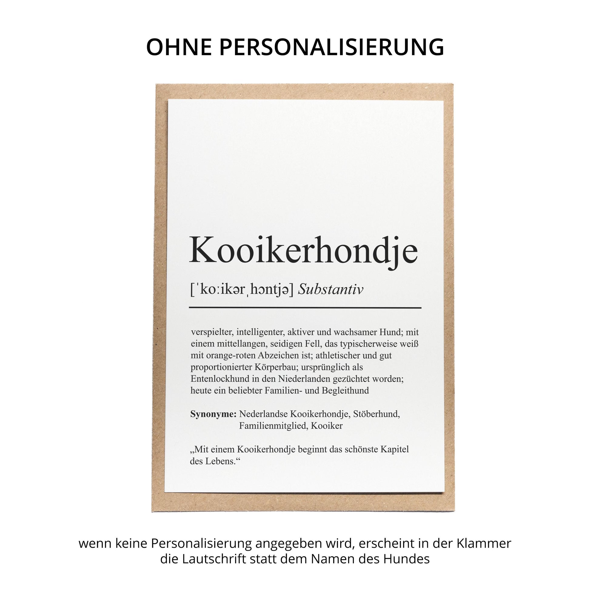 Kooikerhondje Definition Karte personalisierbar mit Name Hunde Rasse Grußkarte Geschenk Hundebesitzer Karte Geburtstag Geschenk