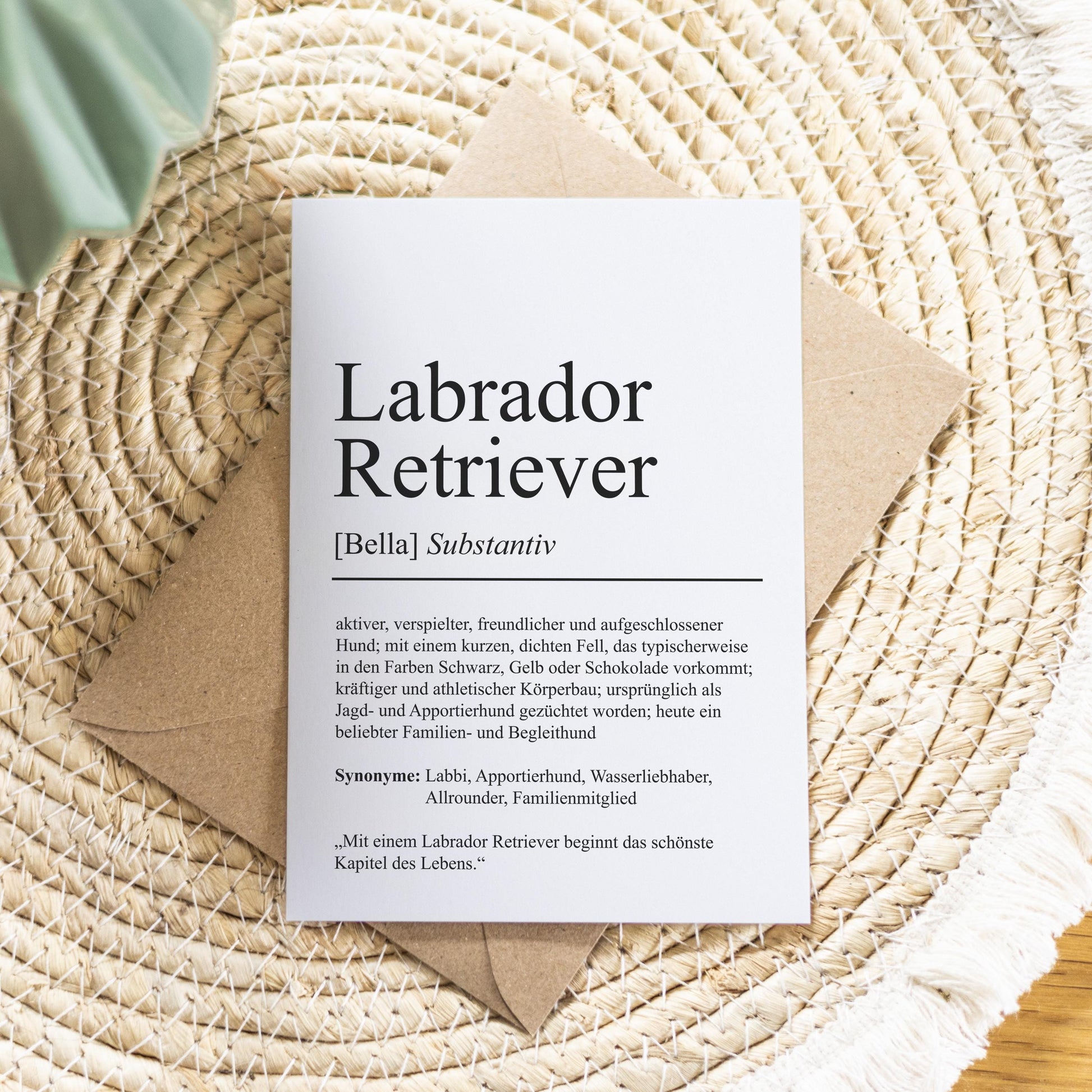 Labrador Retriever Definition Karte personalisierbar mit Name Hunde Rasse Grußkarte Geschenk Hundebesitzer Karte Geburtstag Geschenk