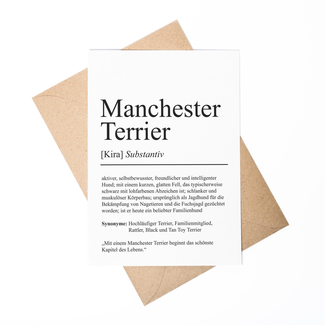Manchester Terrier Definition Karte personalisierbar mit Name Hunde Rasse Grußkarte Geschenk Hundebesitzer Karte Geburtstag Geschenk