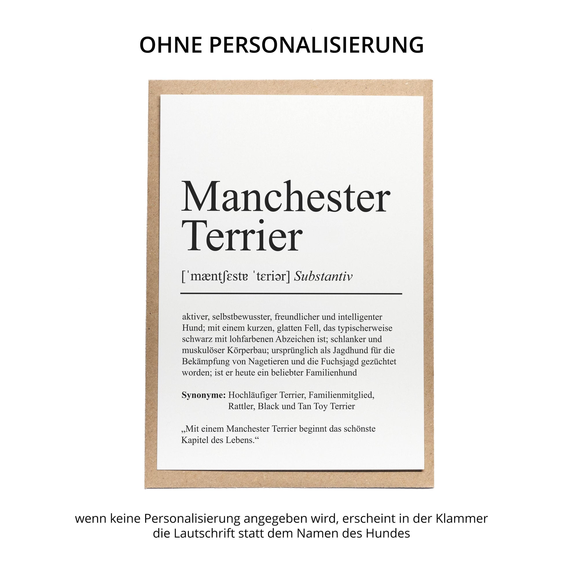 Manchester Terrier Definition Karte personalisierbar mit Name Hunde Rasse Grußkarte Geschenk Hundebesitzer Karte Geburtstag Geschenk