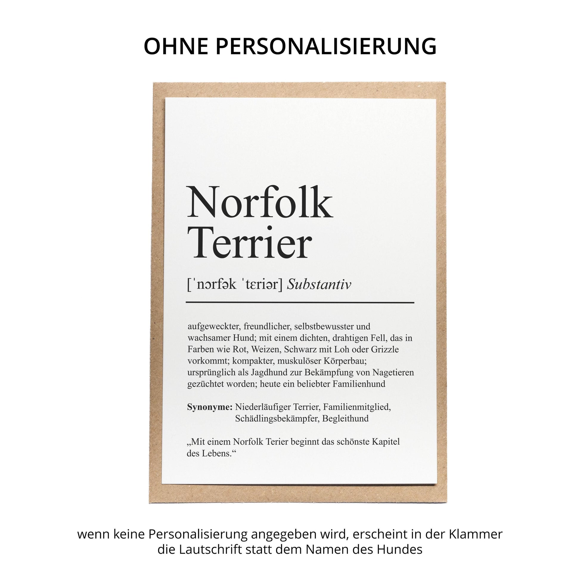 Norfolk Terrier Definition Karte personalisierbar mit Name Hunde Rasse Grußkarte Geschenk Hundebesitzer Karte Geburtstag Geschenk