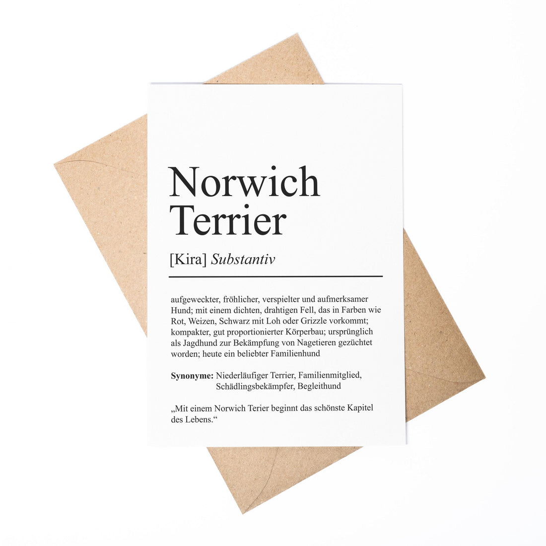 Norwich Terrier Definition Karte personalisierbar mit Name Hunde Rasse Grußkarte Geschenk Hundebesitzer Karte Geburtstag Geschenk