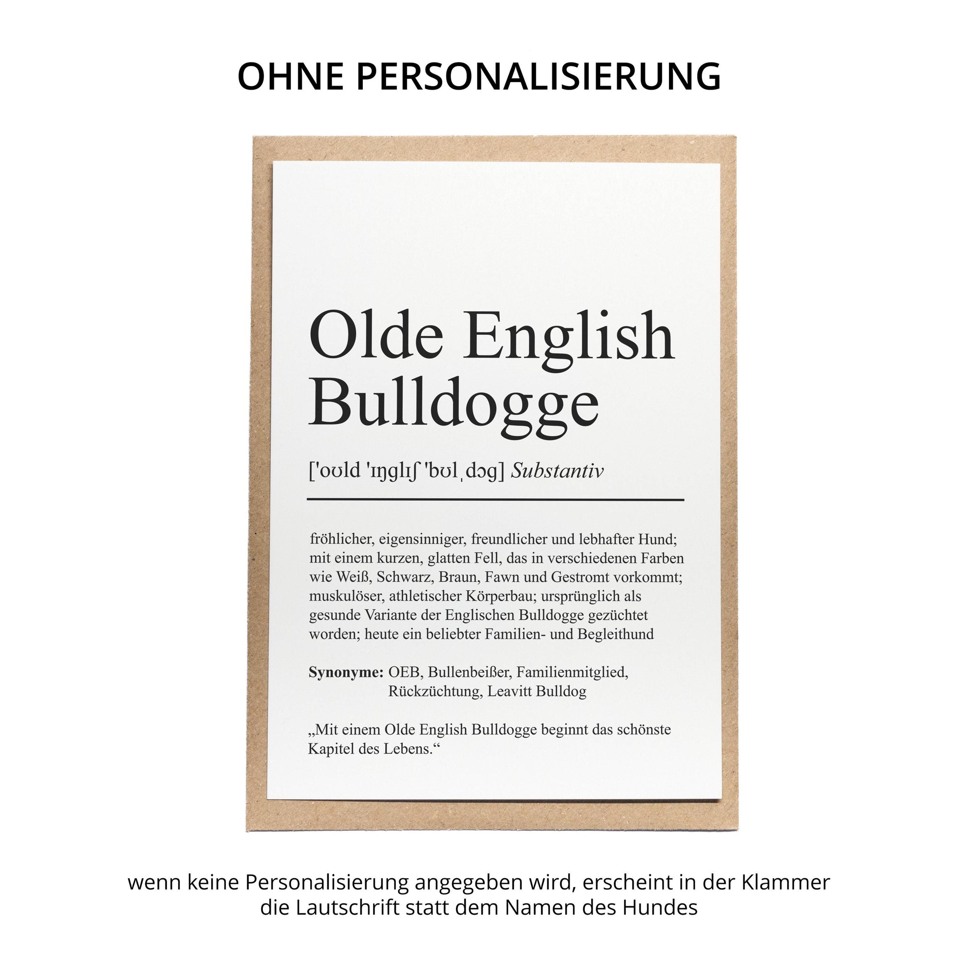 Olde English Bulldogge Definition Karte personalisierbar mit Name Hunde Rasse Grußkarte Geschenk Hundebesitzer Karte Geburtstag Geschenk