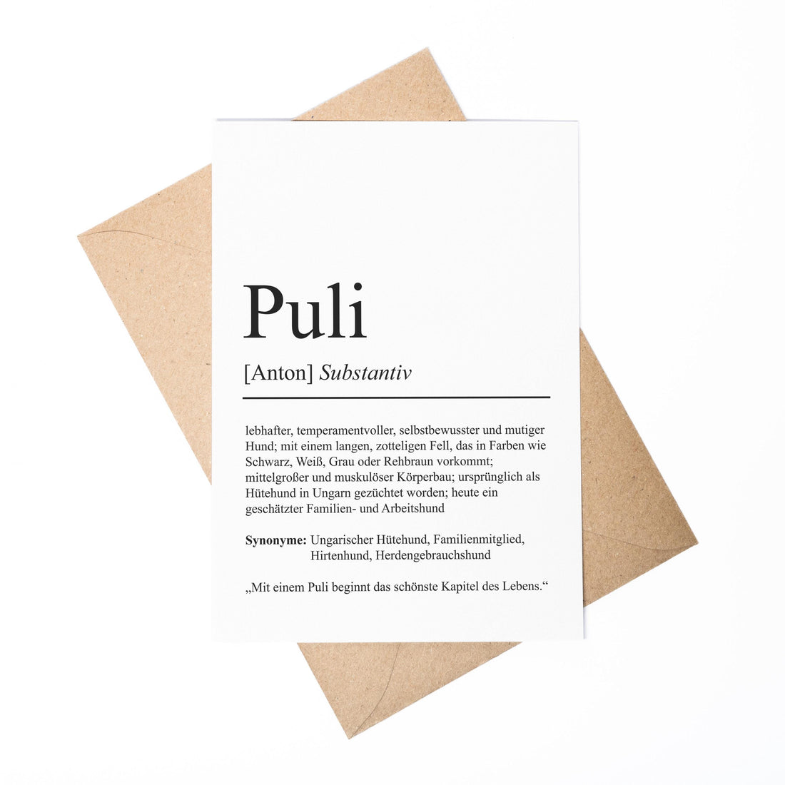 Puli Definition Karte personalisierbar mit Name Hunde Rasse Grußkarte Geschenk Hundebesitzer Karte Geburtstag Geschenk