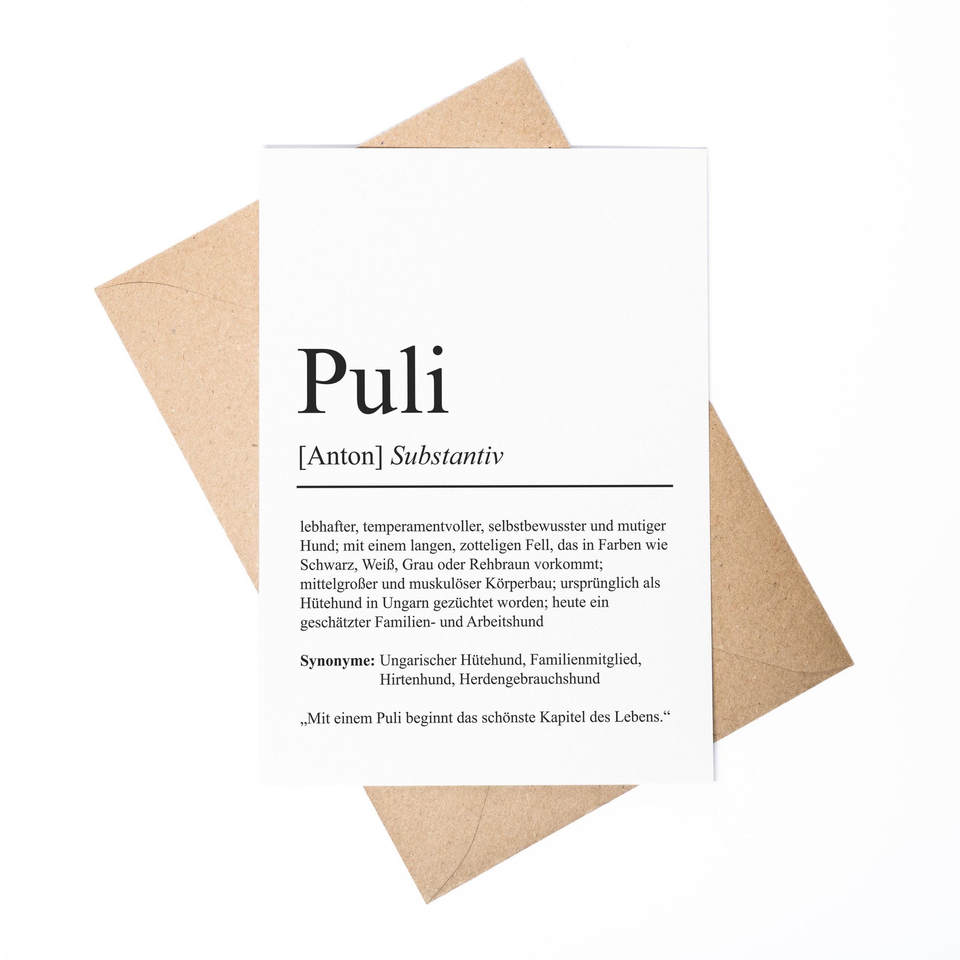 Puli Definition Karte personalisierbar mit Name Hunde Rasse Grußkarte Geschenk Hundebesitzer Karte Geburtstag Geschenk