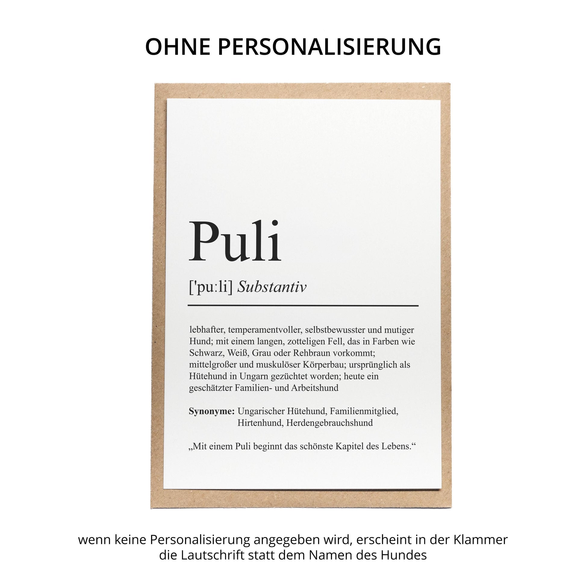 Puli Definition Karte personalisierbar mit Name Hunde Rasse Grußkarte Geschenk Hundebesitzer Karte Geburtstag Geschenk