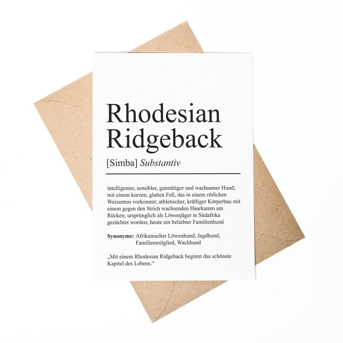 Rhodesian Ridgeback Definition Karte personalisierbar mit Name Hunde Rasse Grußkarte Geschenk Hundebesitzer Karte Geburtstag Geschenk