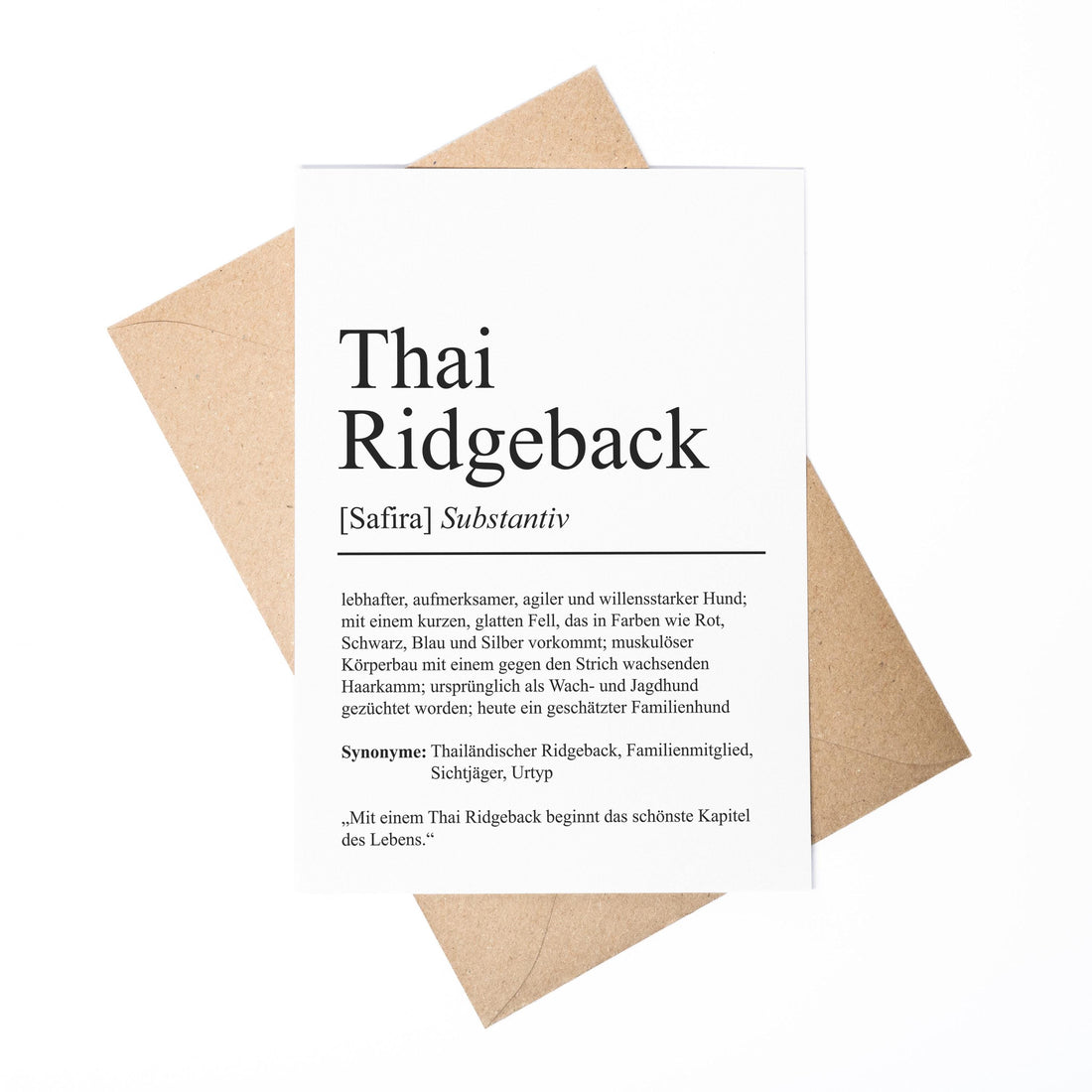Thai Ridgeback Definition Karte personalisierbar mit Name Hunde Rasse Grußkarte Geschenk Hundebesitzer Karte Geburtstag Geschenk