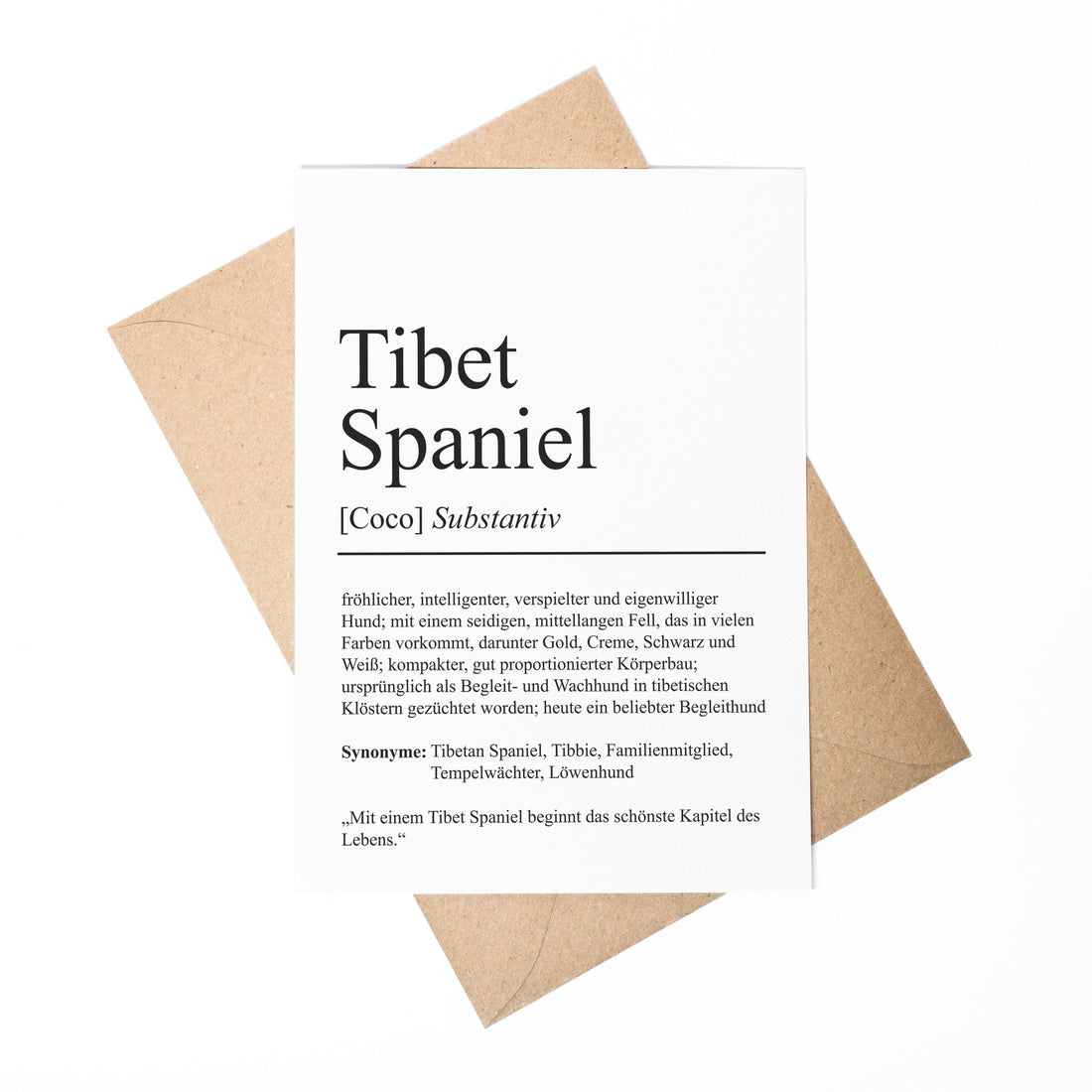 Tibet Spaniel Definition Karte personalisierbar mit Name Hunde Rasse Grußkarte Geschenk Hundebesitzer Karte Geburtstag Geschenk